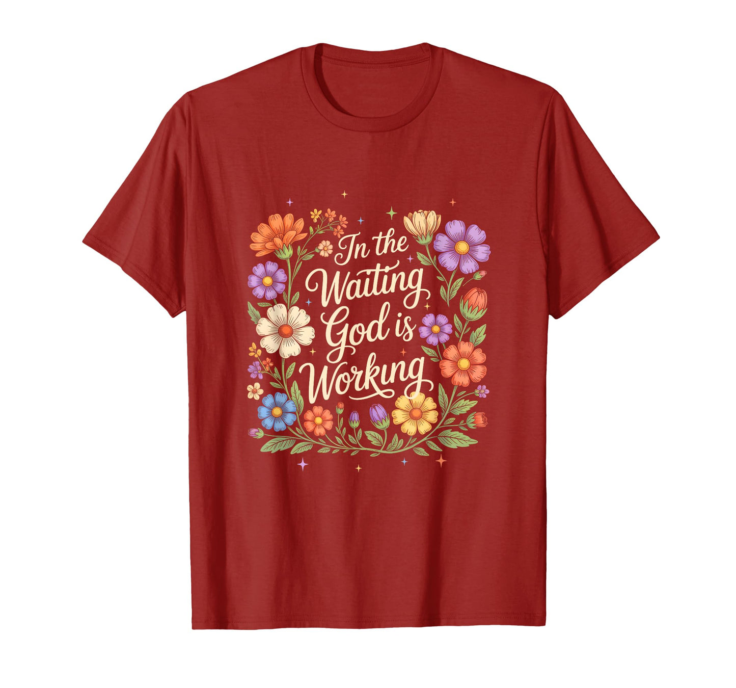 In The Waiting God Is Working Vintage Floral Christian Women T-Shirt