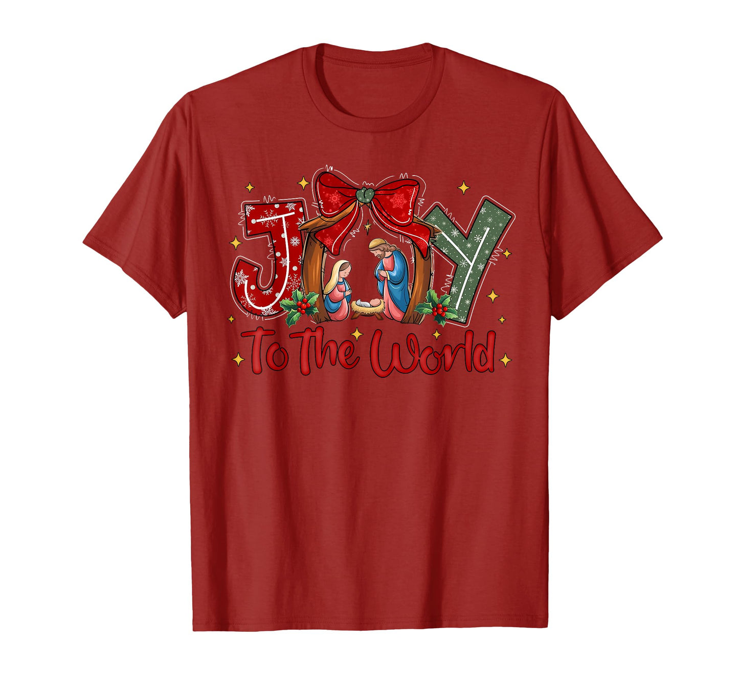 Joy To The World Jesus Christian Christmas Xmas Tree Holiday T-Shirt