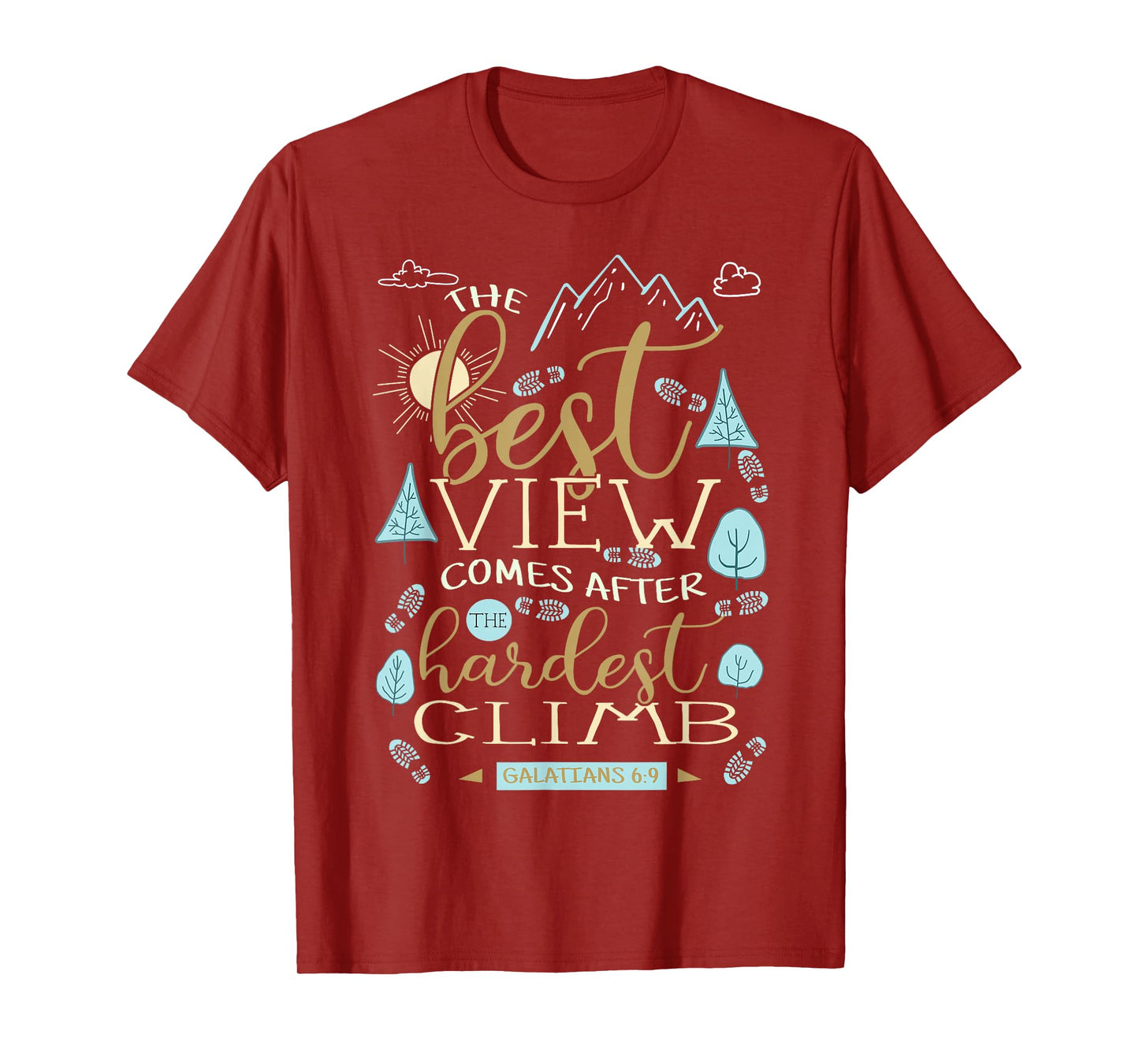 The Best View Comes After The Hardest Climb Shirt - Unisex-Adults, Black, Small, Short Sleeve, Cotton 80%, Polyester 20%, Funny T-Shirt