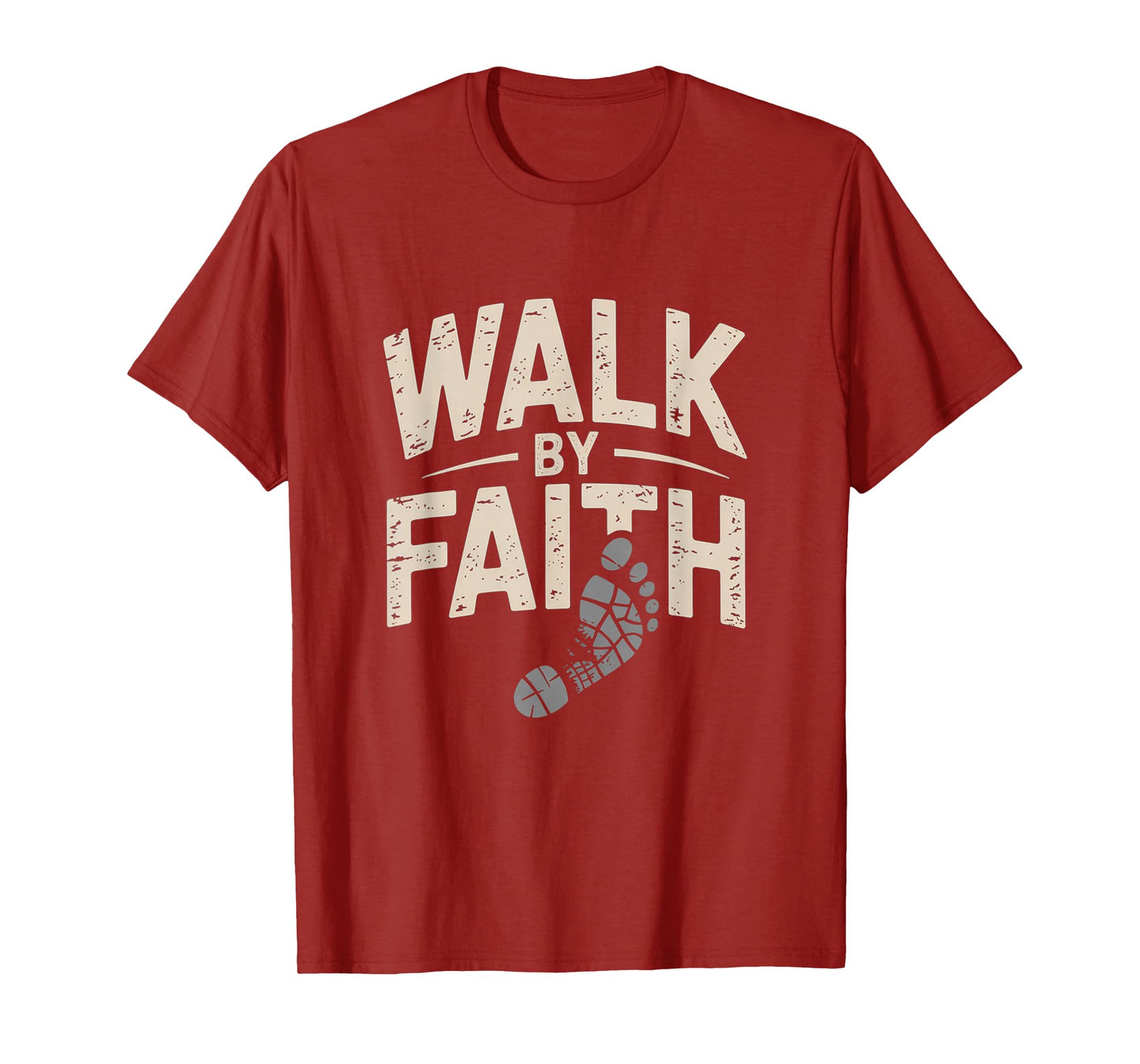 Walk by Faith Christian Footprint Inspirational Tee T-Shirt