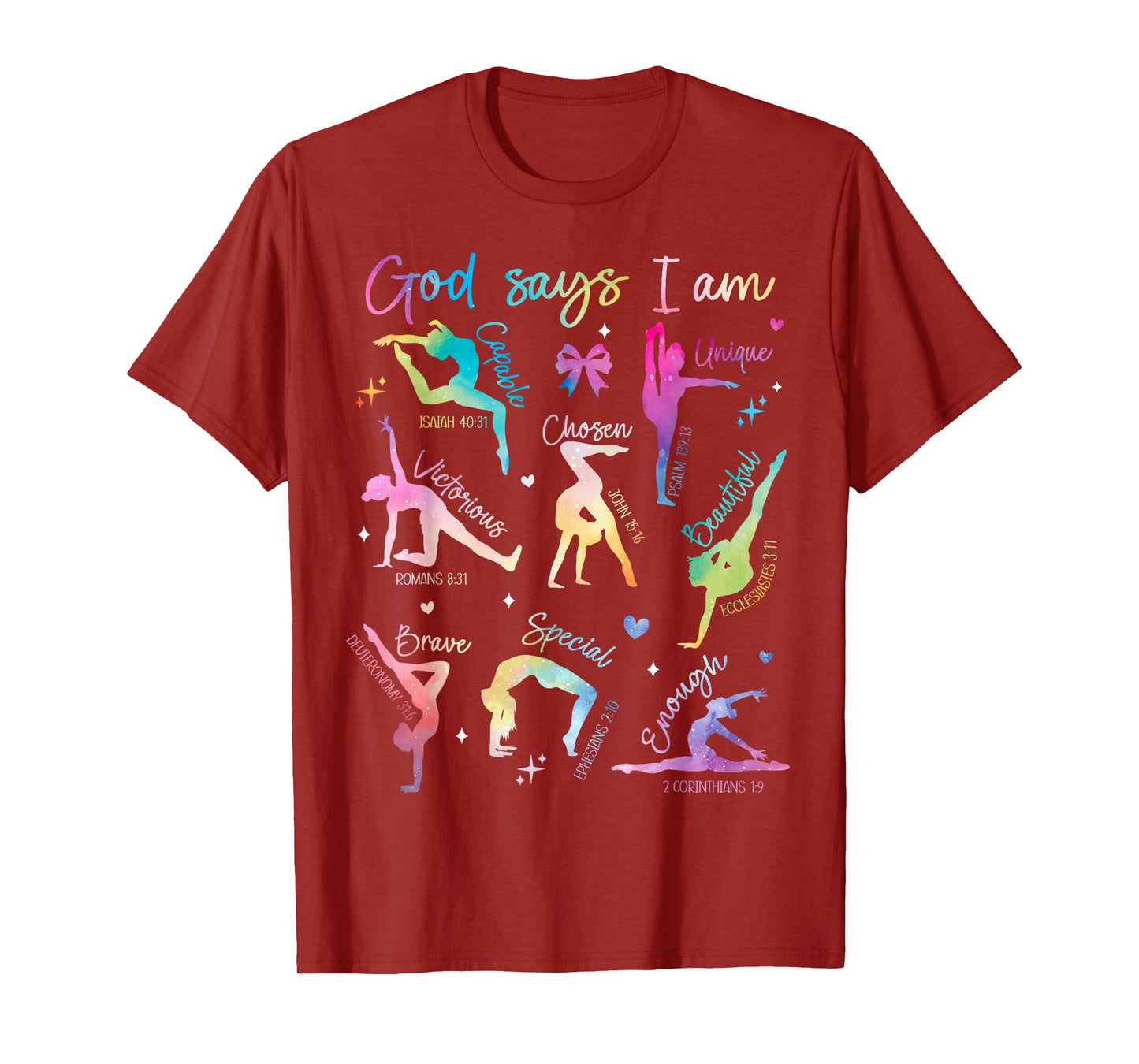 God Says I Am Gymnastic Christian Girls Teens Kids Cartwheel T-Shirt