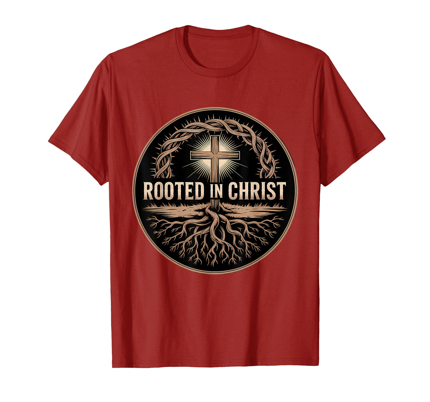 Rooted in Christ Christian Faith Jesus Cross T-Shirt