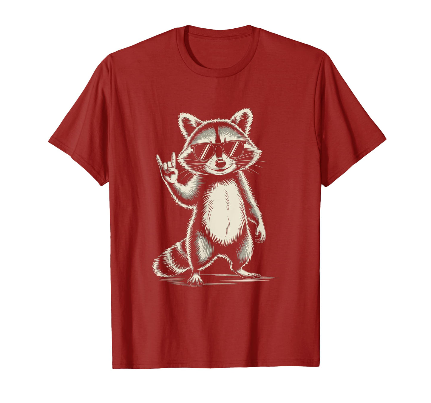 Retro Raccoon Rock Music For Men Women Funny Raccoon T-Shirt