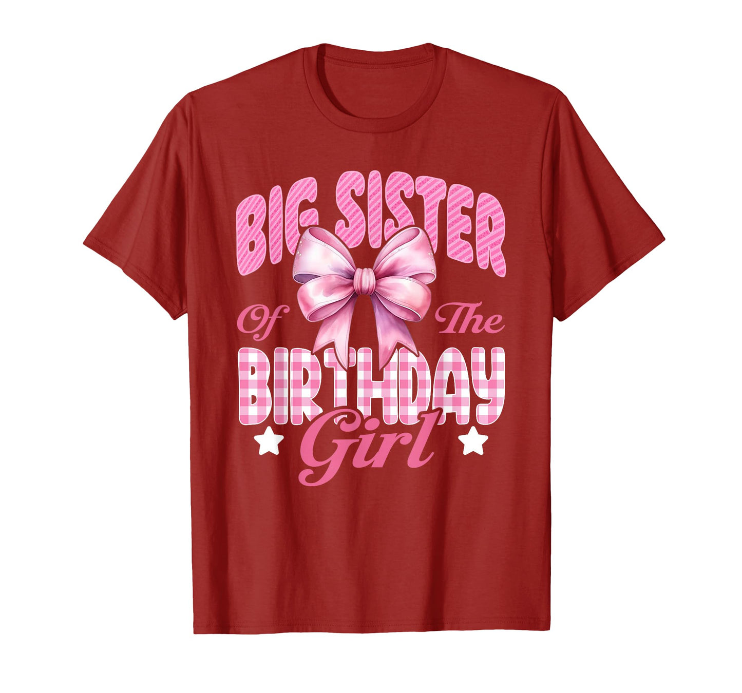 Big Sister of The Birthday Girl Family Pink Coquette Bow T-Shirt