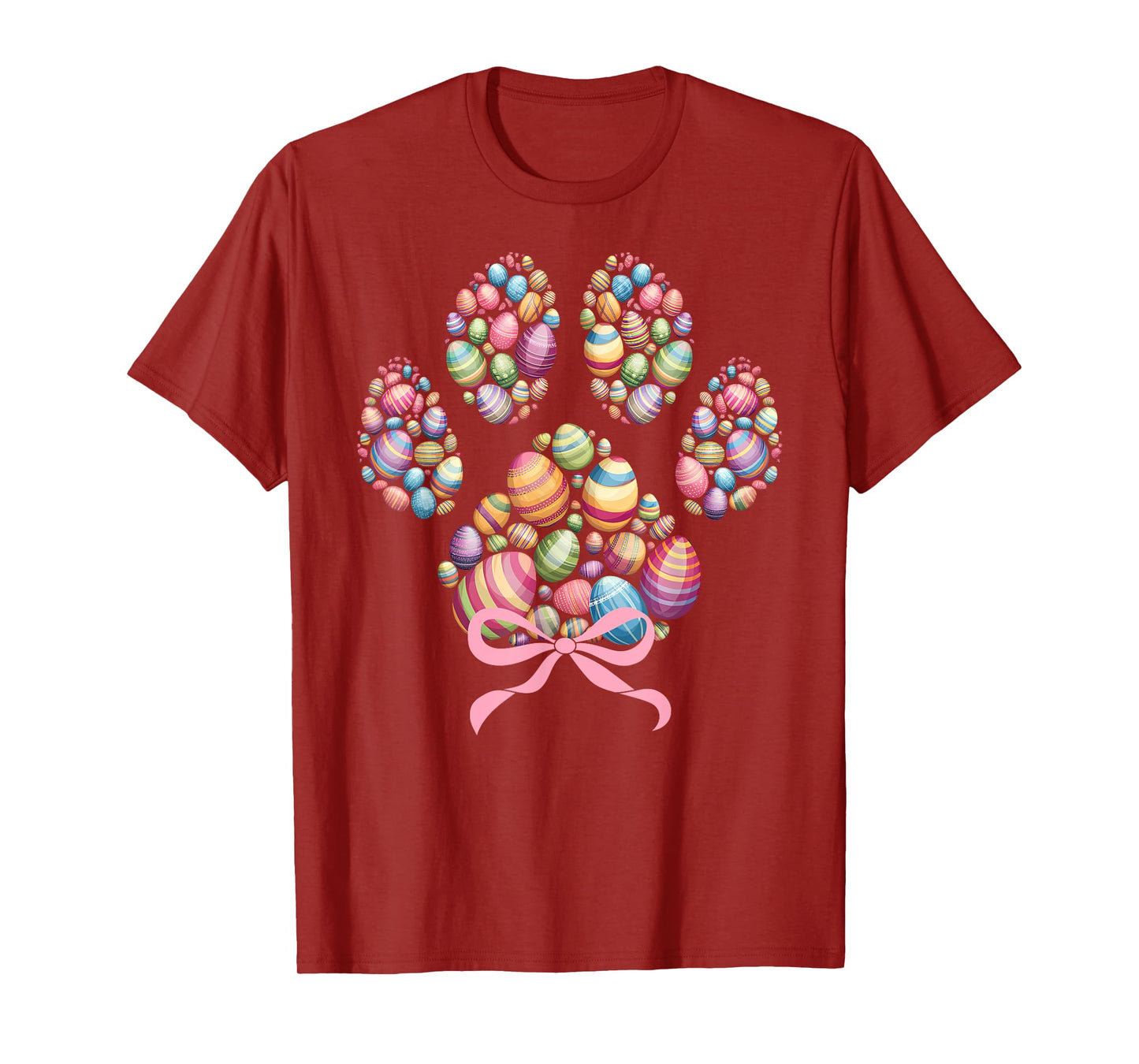 Funny Dog Paw Print Easter Eggs Happy Easter Day Boys Girls T-Shirt