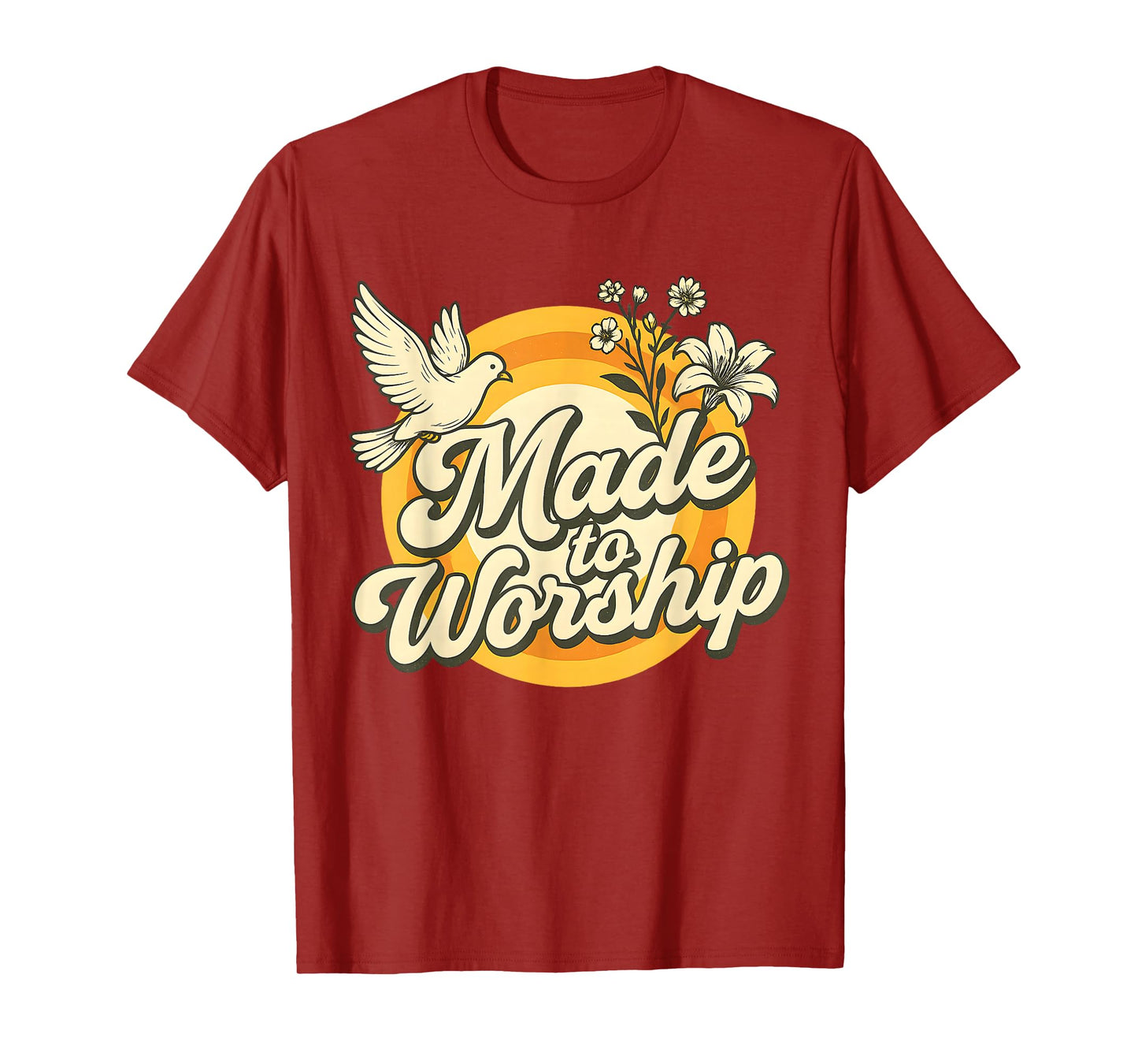 Made to Worship Retro Floral Christian Bible Verse T-Shirt
