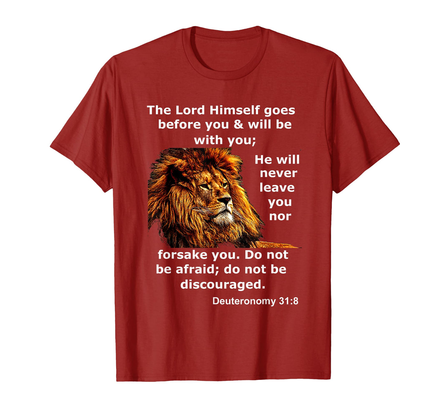 Deuteronomy 31:8 Christian Lion Bible Scripture Verse T-Shirt