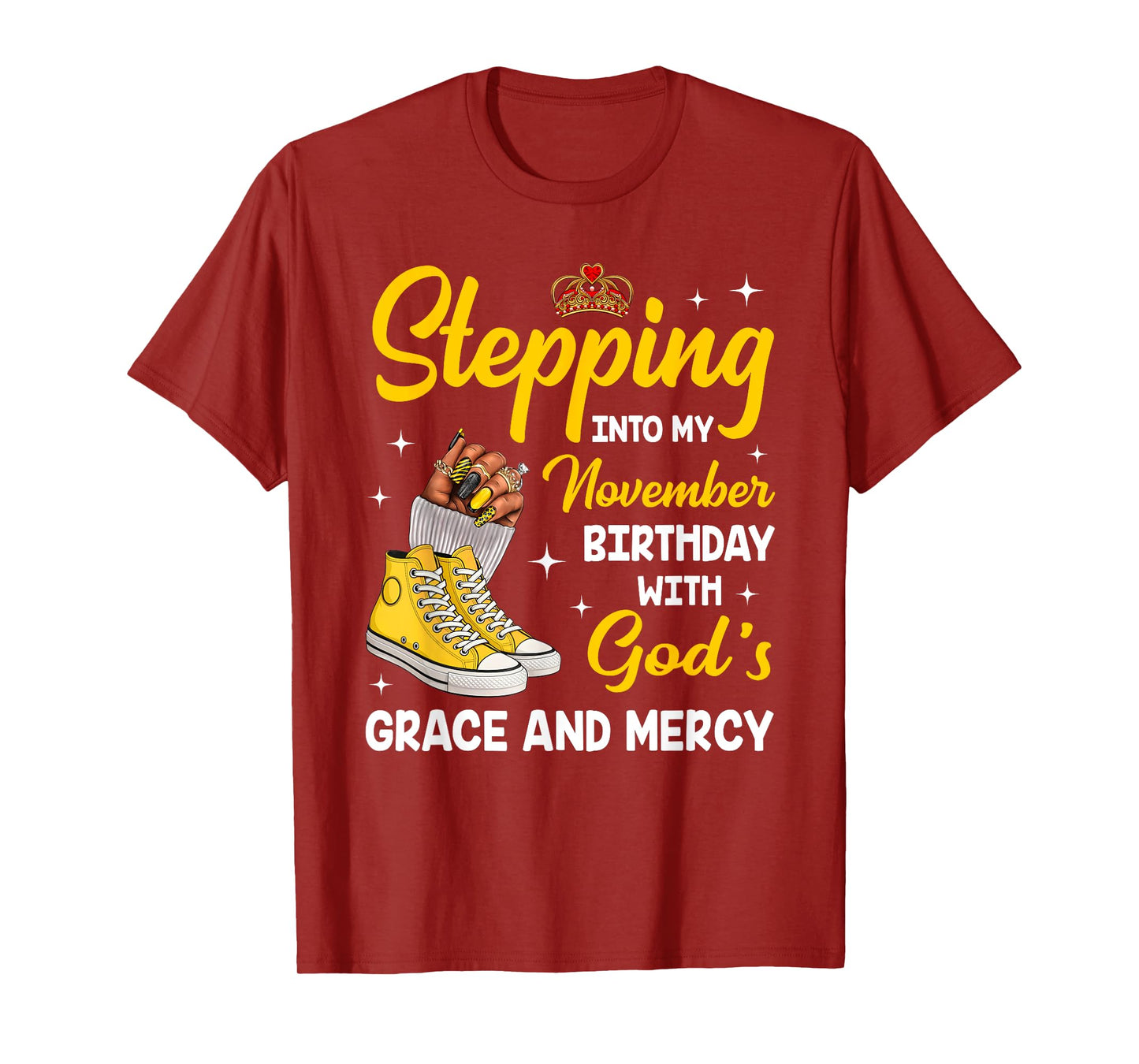 Stepping Into My November Birthday Queen Melanin Afro Woman T-Shirt
