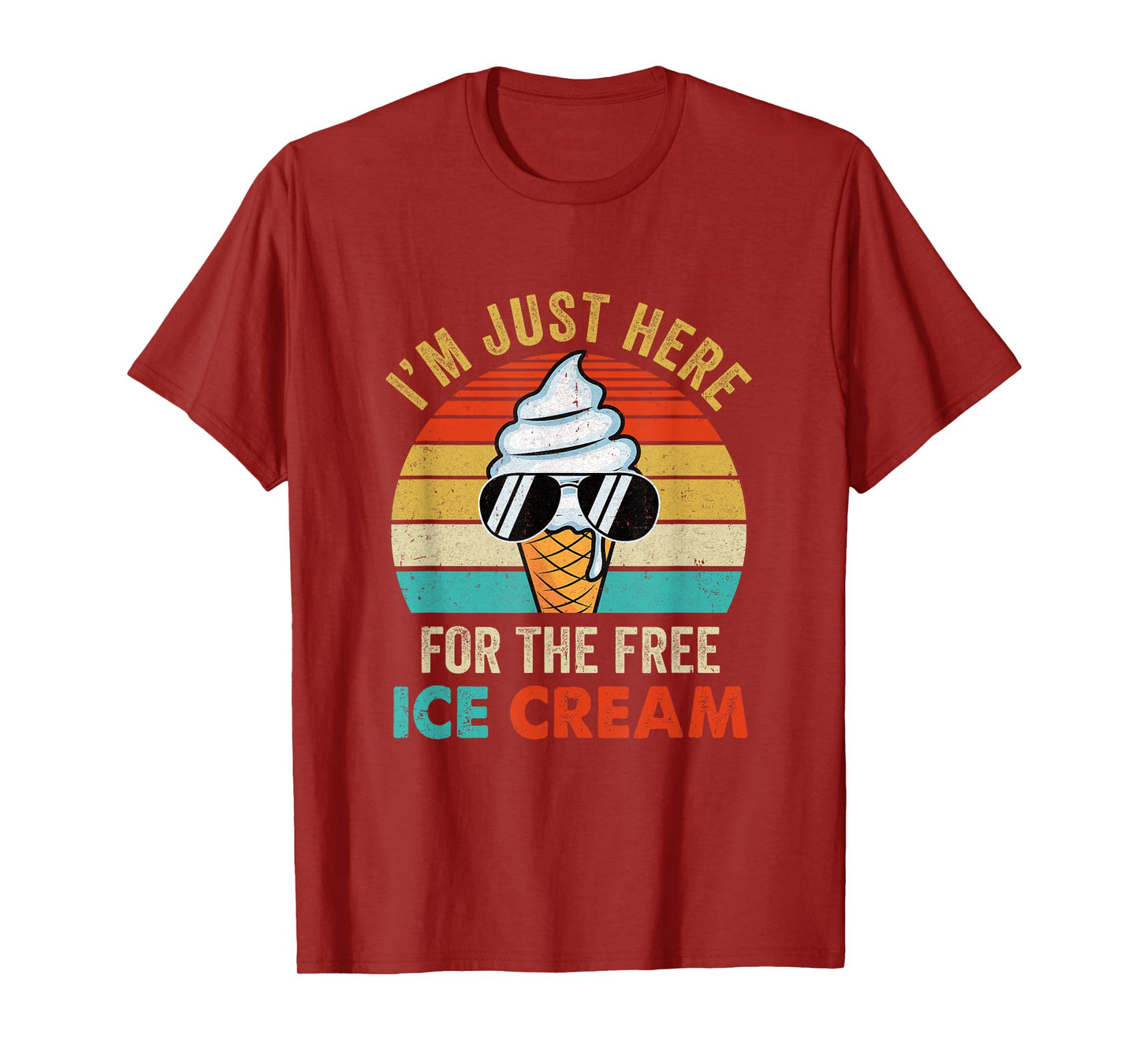 I'm Just Here For The Free Ice Cream Funny Cruise 2025 Retro T-Shirt