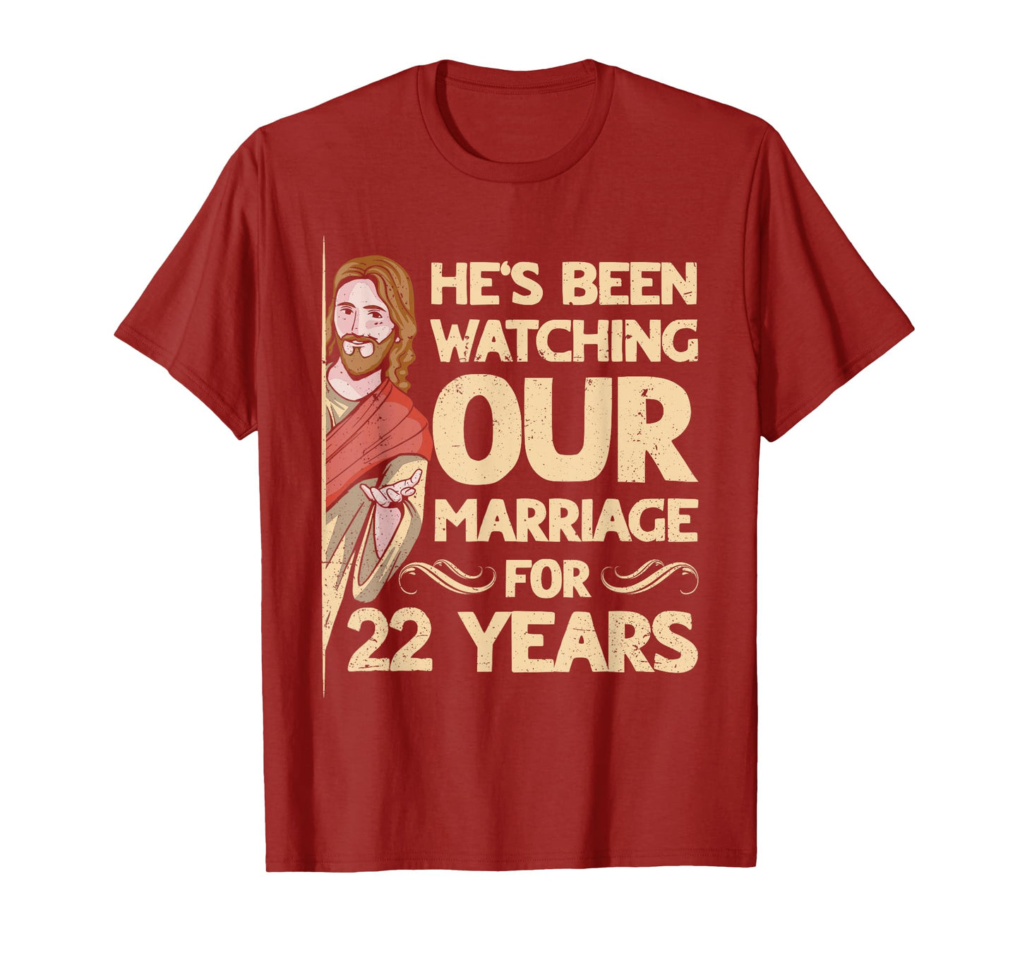 22nd Wedding Anniversary Jesus Christian Husband Wife T-Shirt