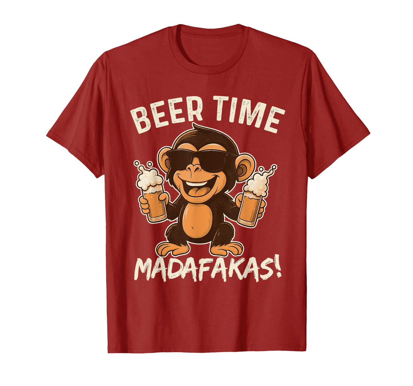 Beer Time Madafakas Funny Monkey T-Shirt
