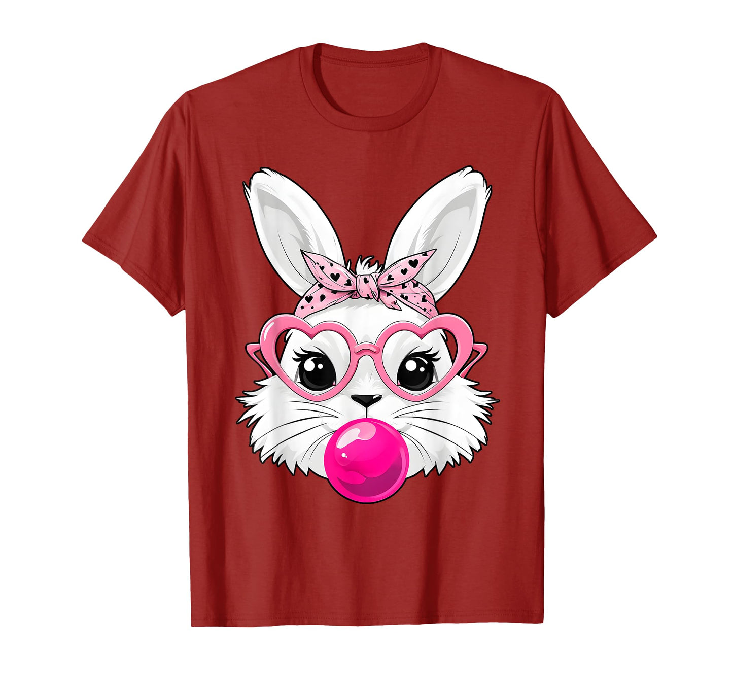 Cute Easter Day Bunny Face With Bandana Heart Glasses T-Shirt