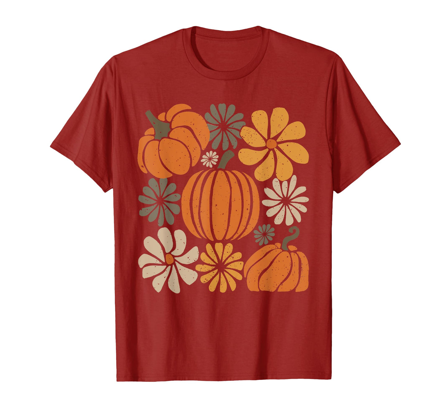 Retro Boho Floral Cute Pumpkin Autumn Thanksgiving Women Kid T-Shirt