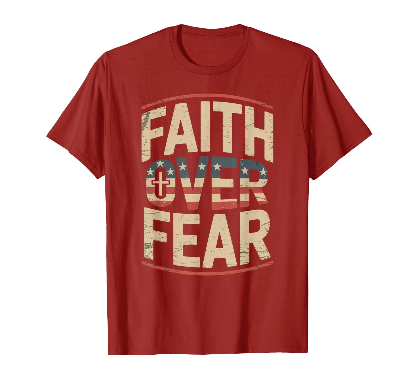 America Pride US Flag Faith Over Fear Prayer T-Shirt
