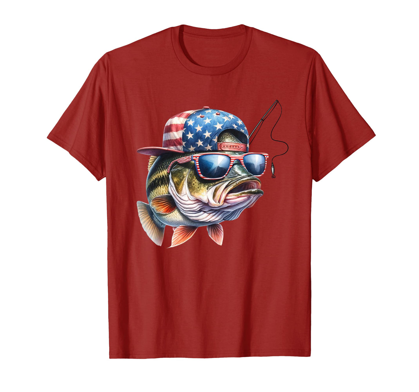 Funny Fishing & Fisherman Gift American Flag T-Shirt