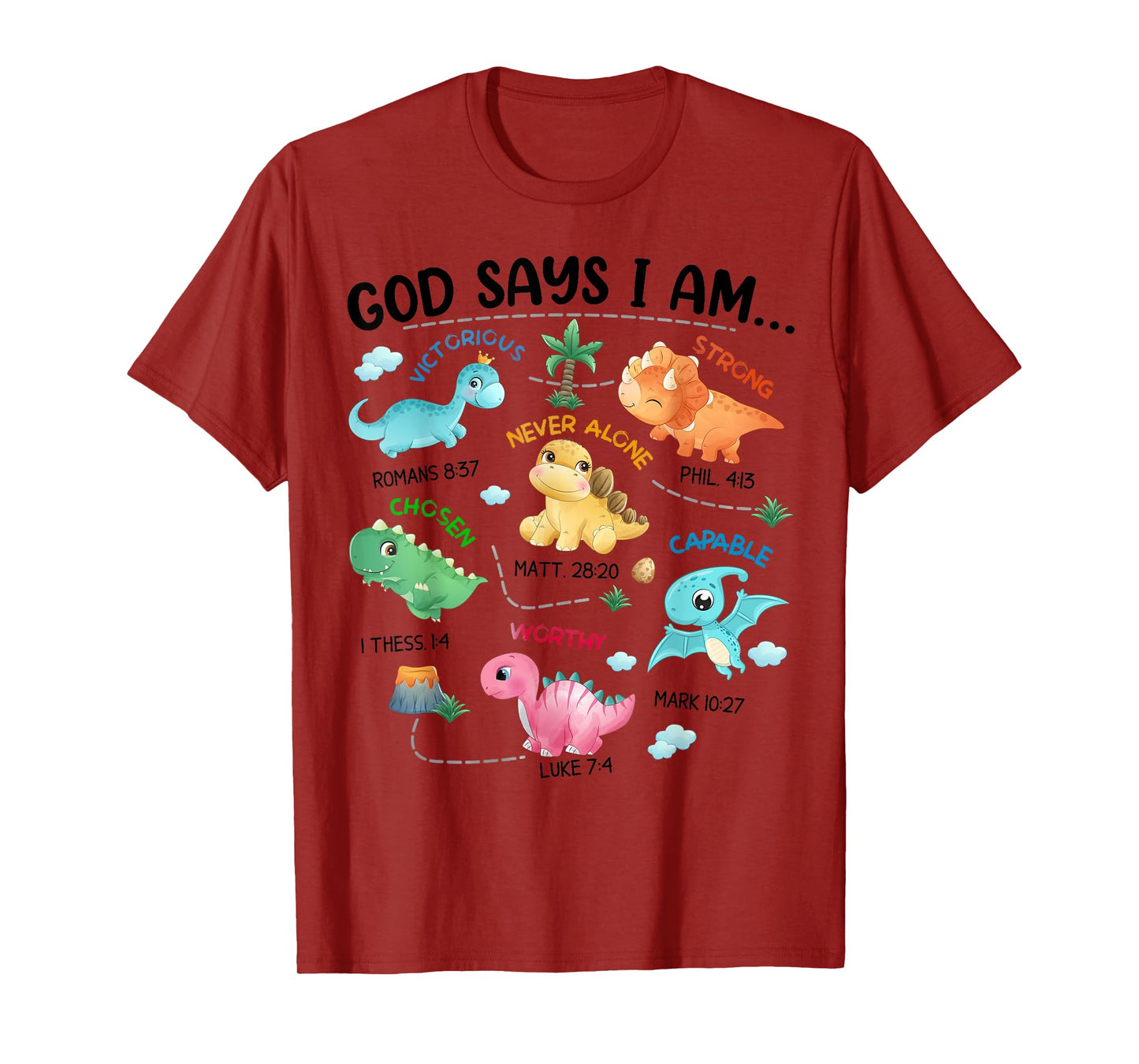 God Says I Am Funny Dinosaur Bible Verse Christian Kids Boys T-Shirt