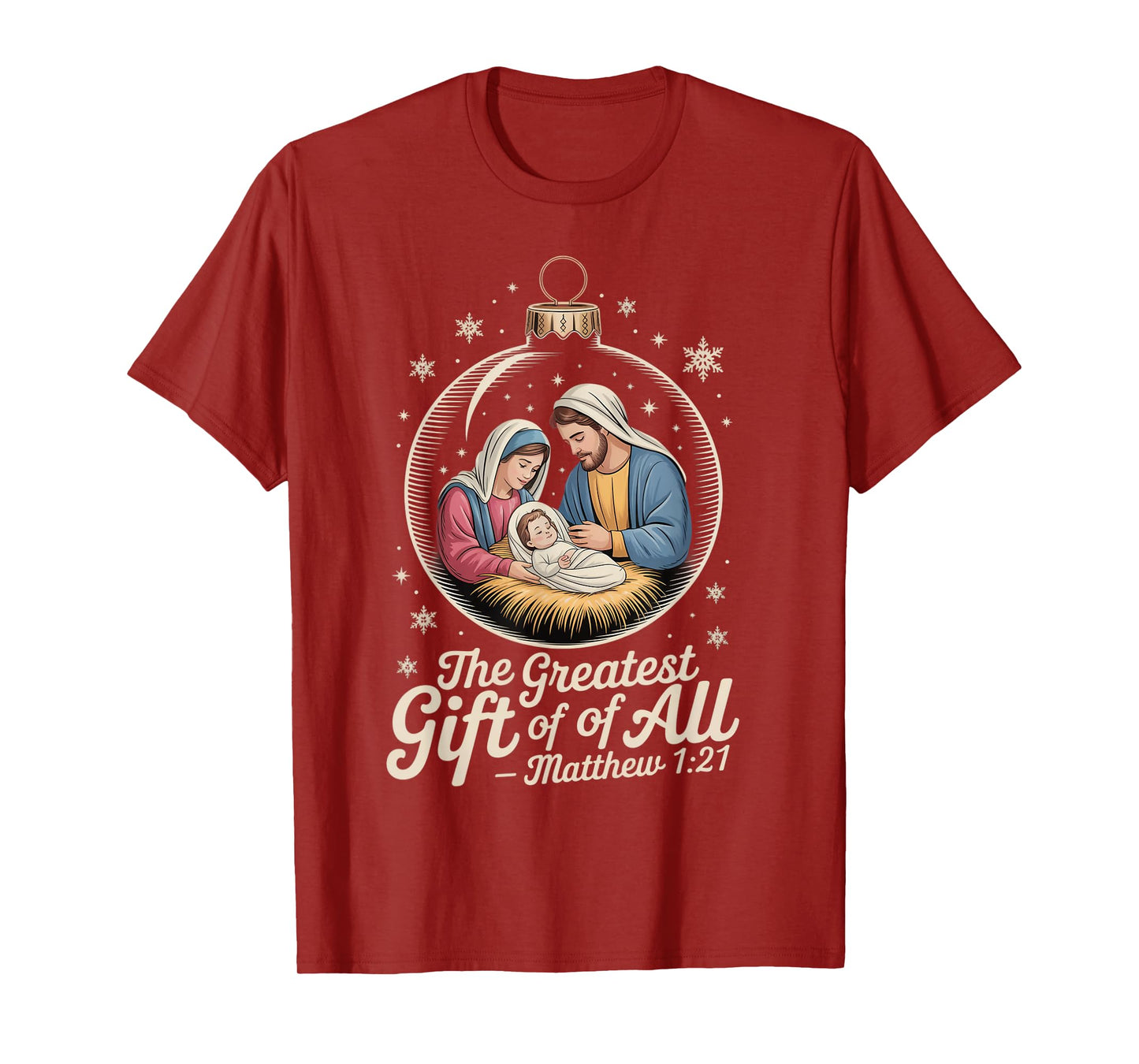 Greatest Gift of All Jesus Nativity Scene Christmas Faith T-Shirt