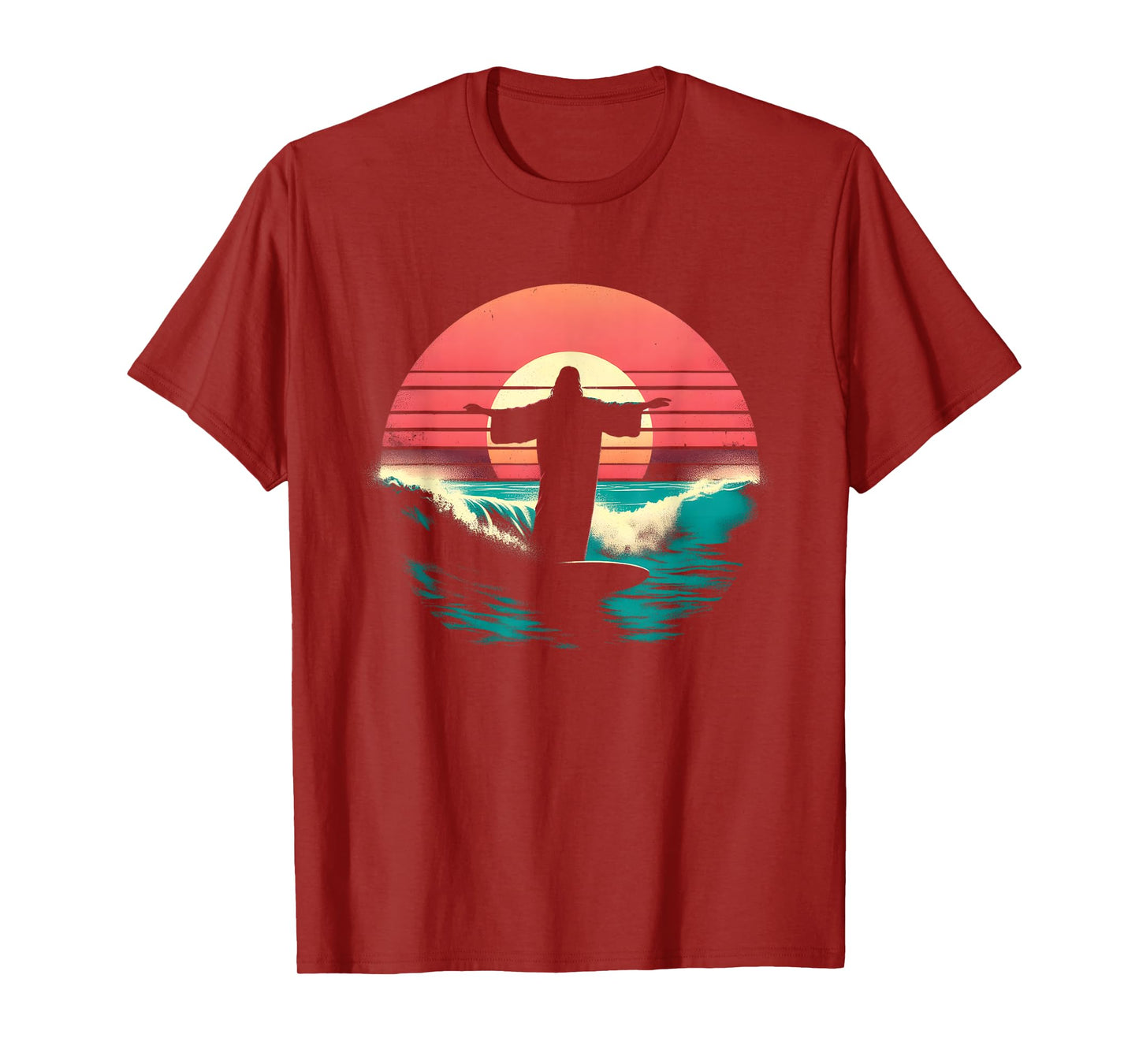 Jesus Surfing On Water - Funny Christian Religious Surfer T-Shirt