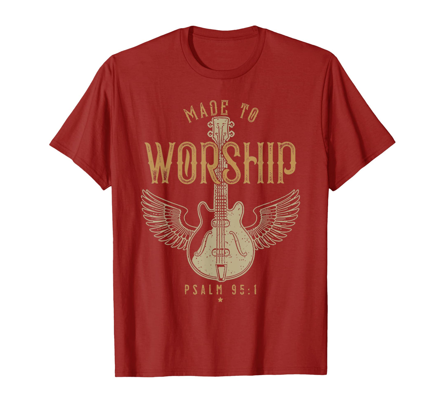Vintage Made To Worship Psalm 95 1 Jesus Guitar Bible Verse T-Shirt