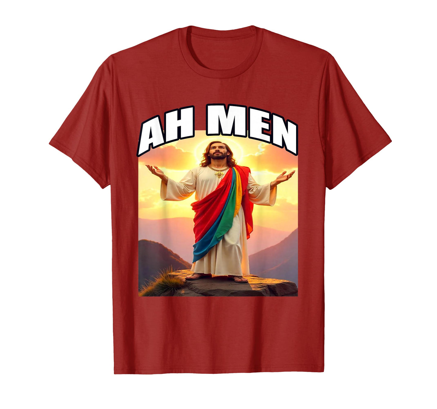 Ah, Men Gay Jesus LGBTQ Pride Funny Christian Pun Tee T-Shirt