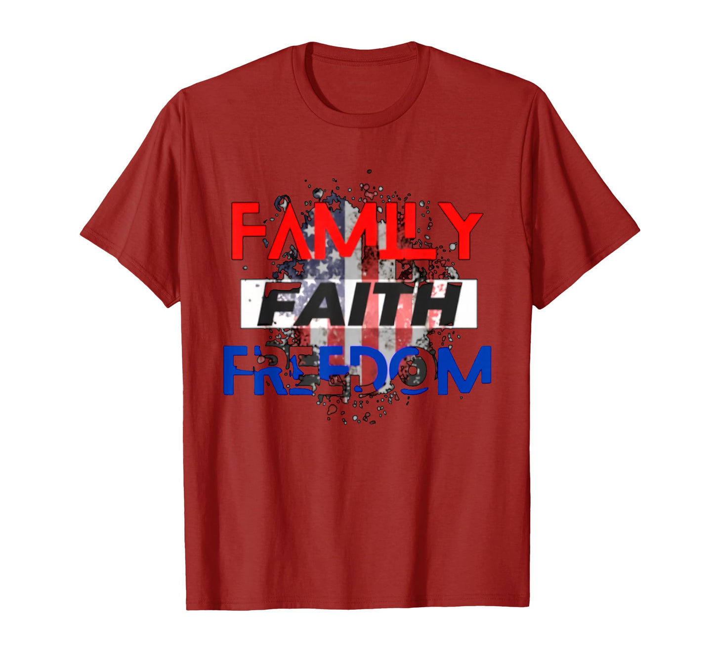 Faith Family Freedom Vintage USA Flag T-Shirt