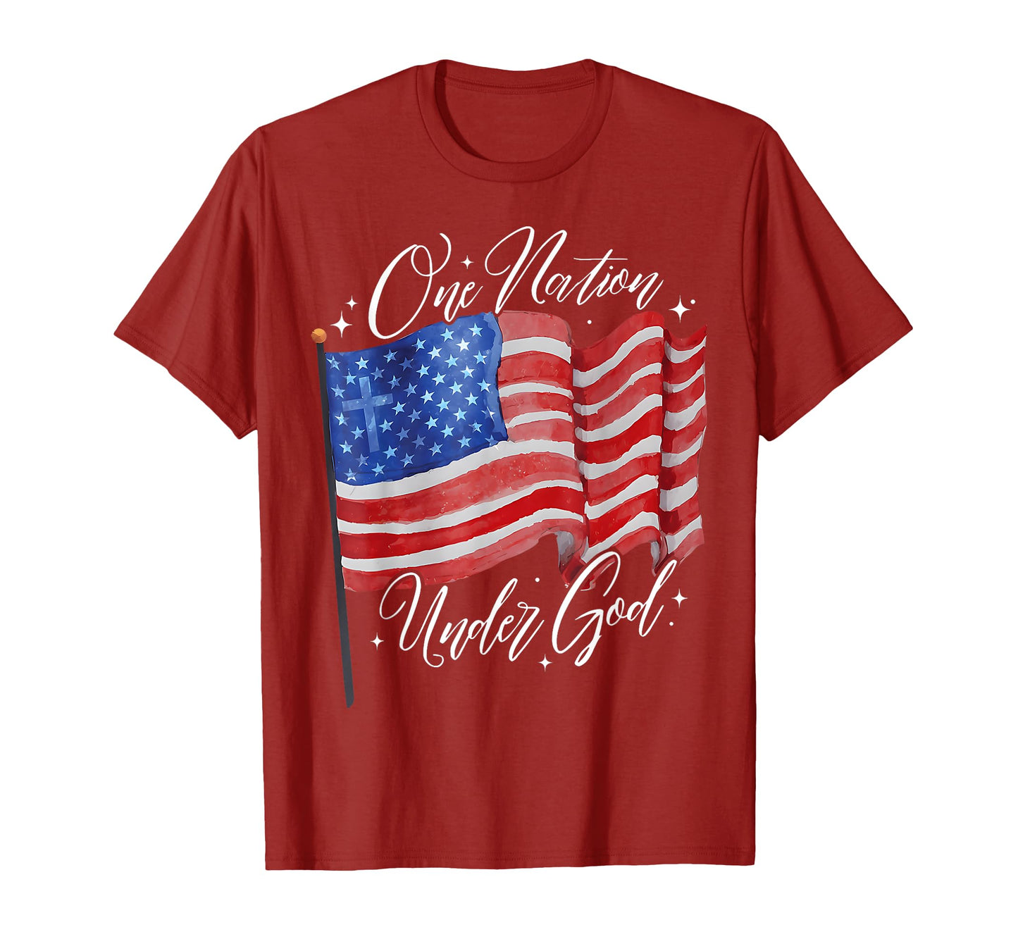 One Nation Under God Flag 4th Of July Patriotic Christian T-Shirt