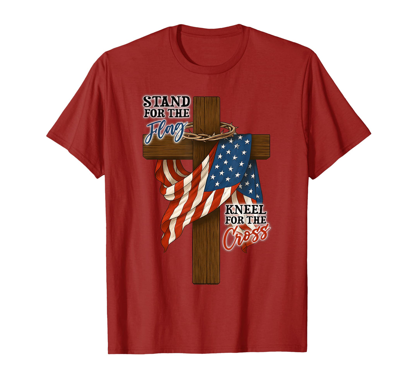 Stand For The Flag 4th Of July Cross USA Flag Christian Men T-Shirt