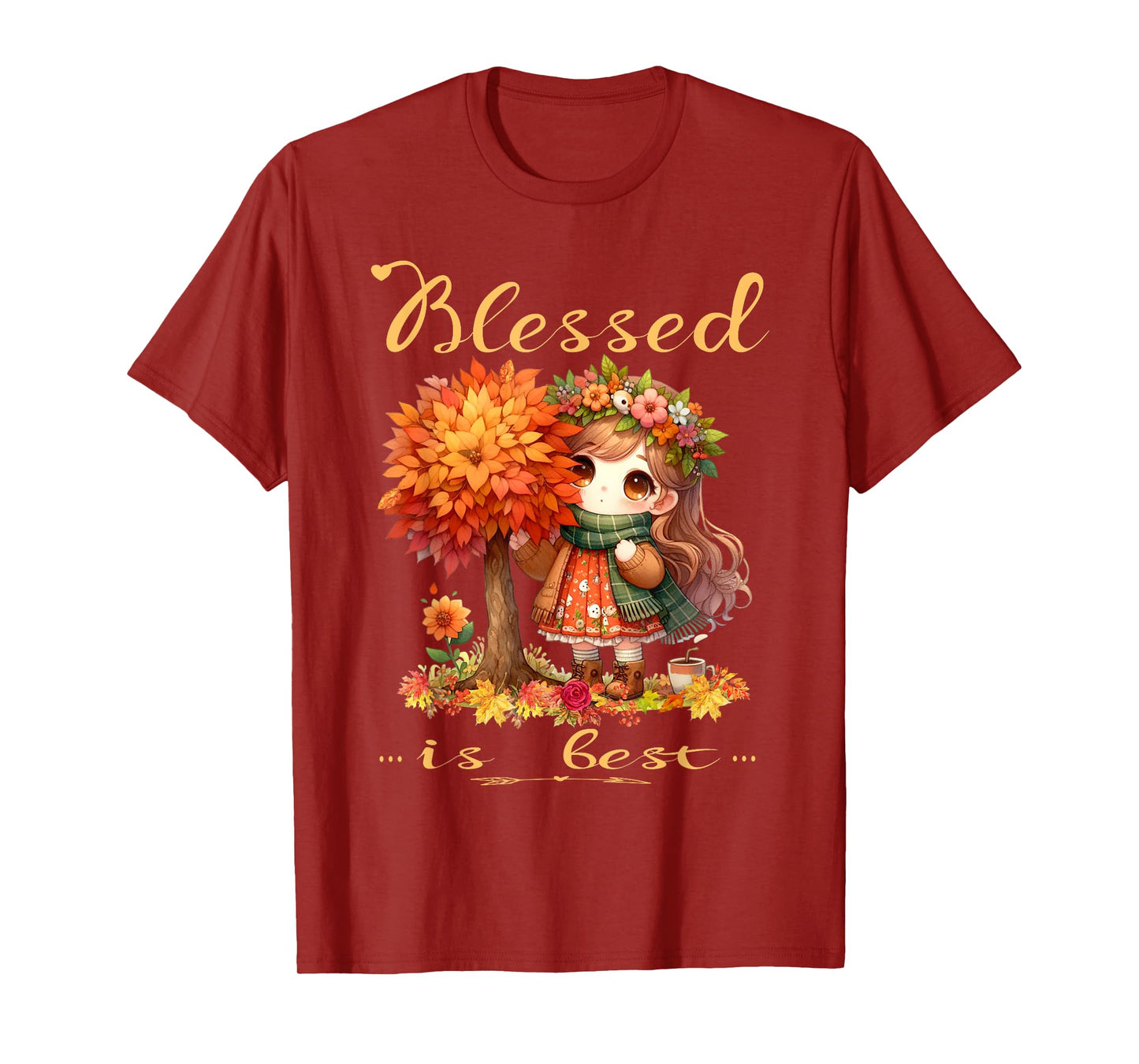 Blessed is Best Fall & Autumn Harvest Cute Vintage Girl T-Shirt