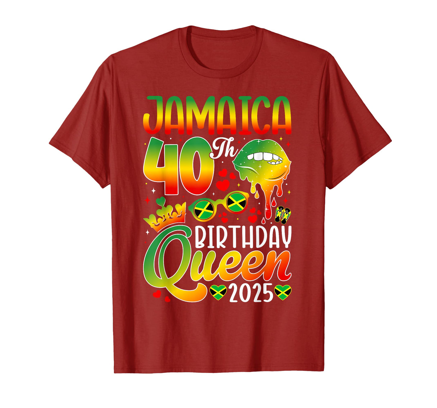 40Th Birthday Queen Jamaica Girl Matching Party 2025 T-Shirt