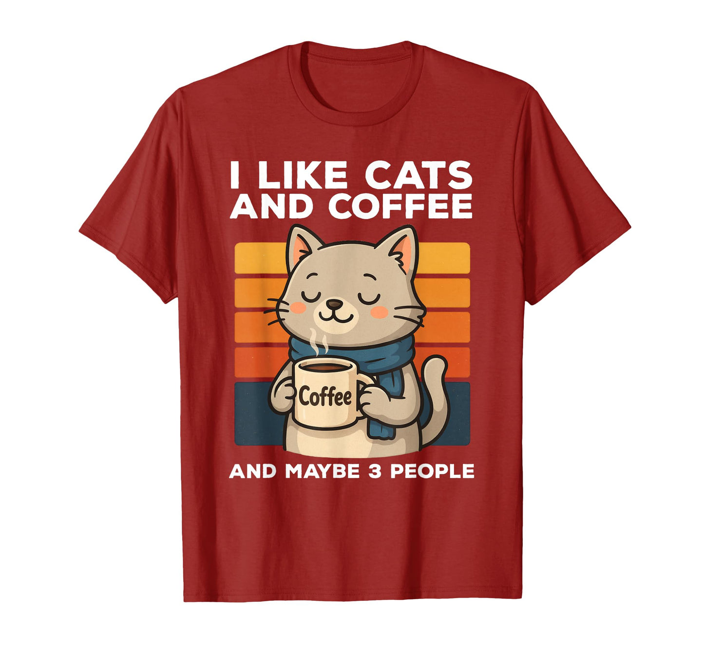 I Like Cats And Coffee And Maybe 3 People Funny Cat Vintage T-Shirt