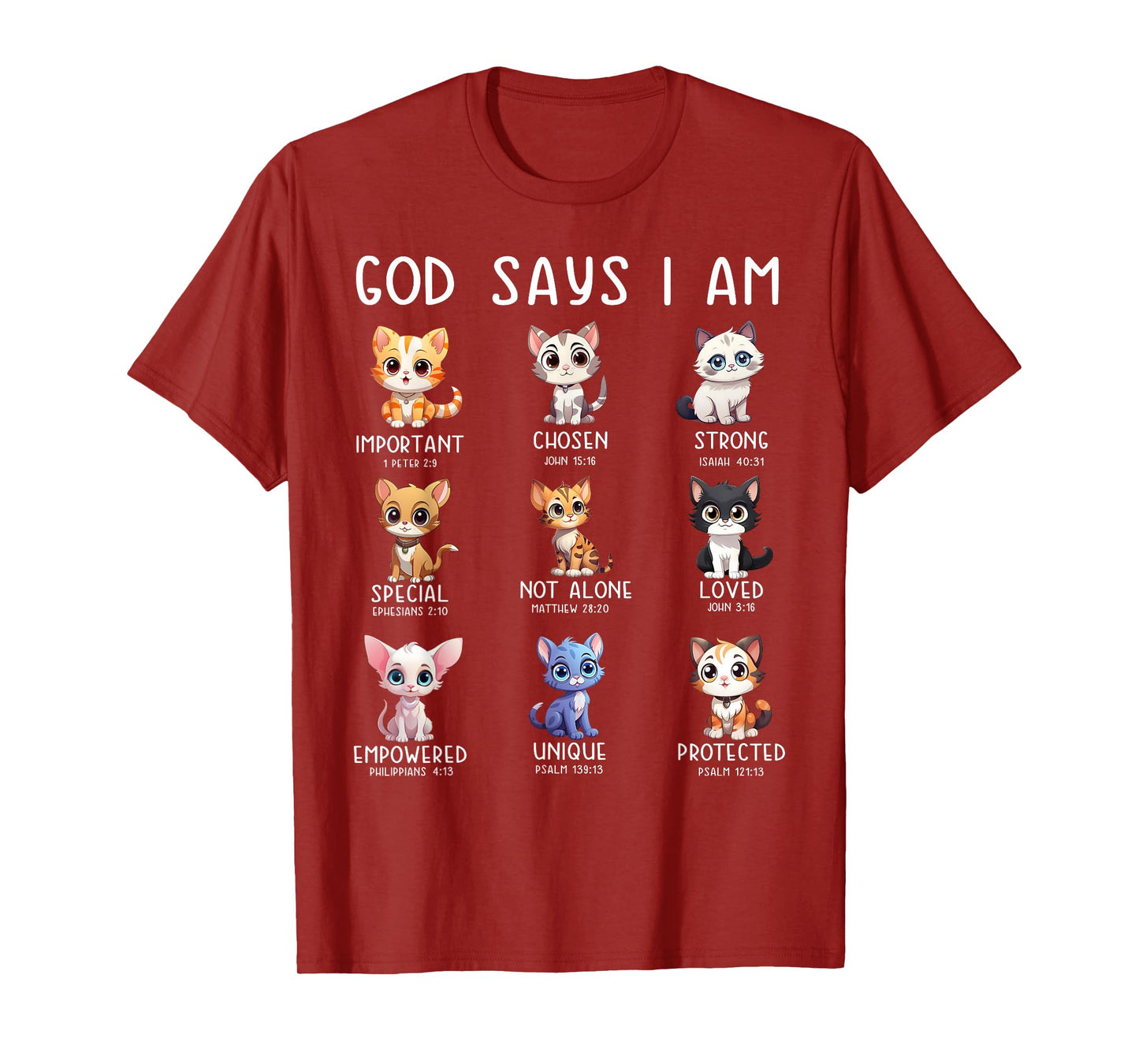 Cute Cats God Say I Am Christian Bible Verse T-Shirt
