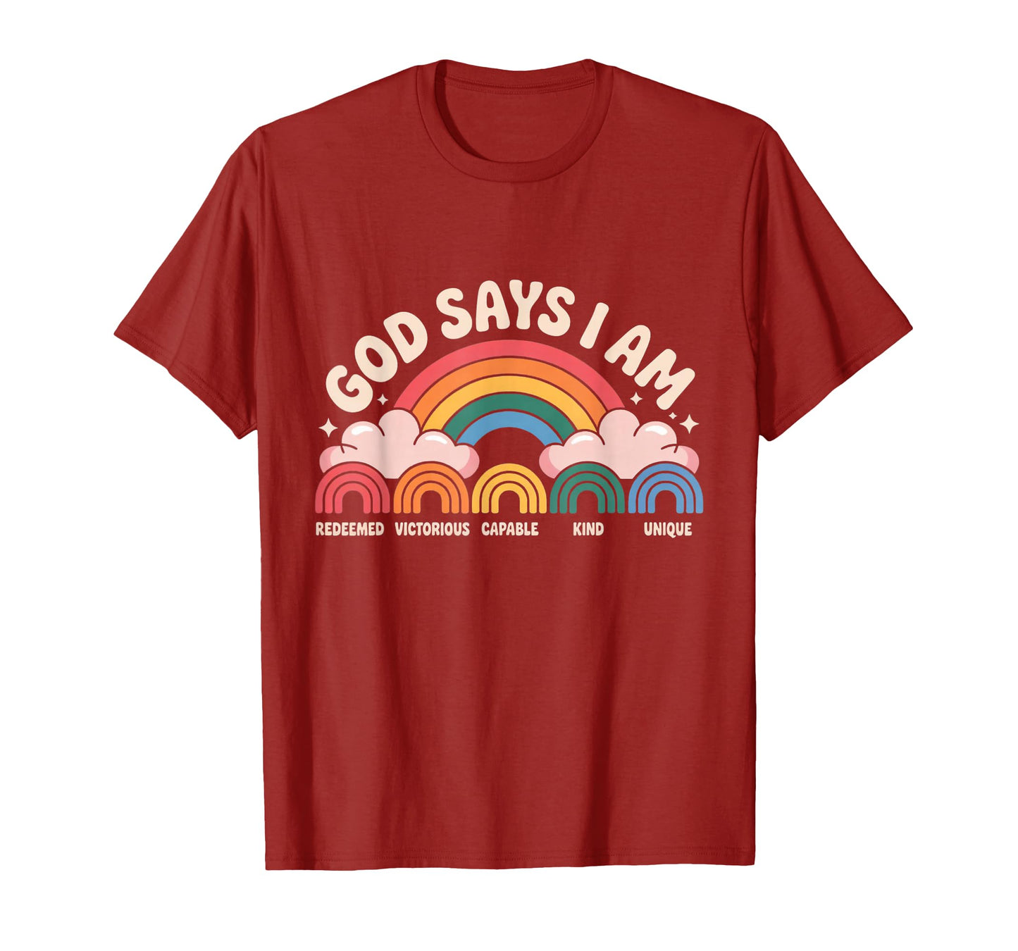 God Says I Am Rainbow Christian Kids Design T-Shirt