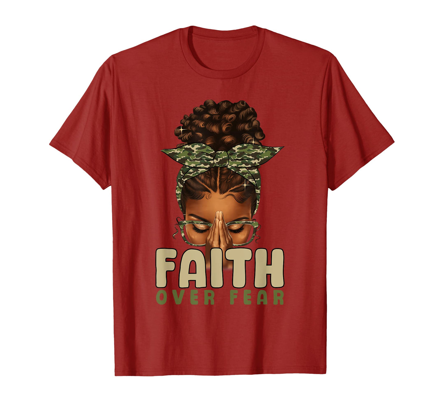 Faith Over Fear Christian Camo African American Afro Women T-Shirt