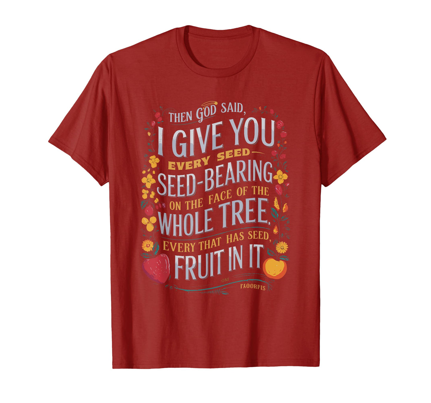 Genesis 1:29 Plant Based Diet Vegan Vegetarian Bible Verse T-Shirt