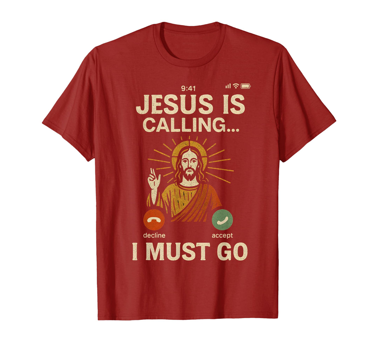 Jesus is Calling I Must Go Retro Christian Faith Vibes T-Shirt