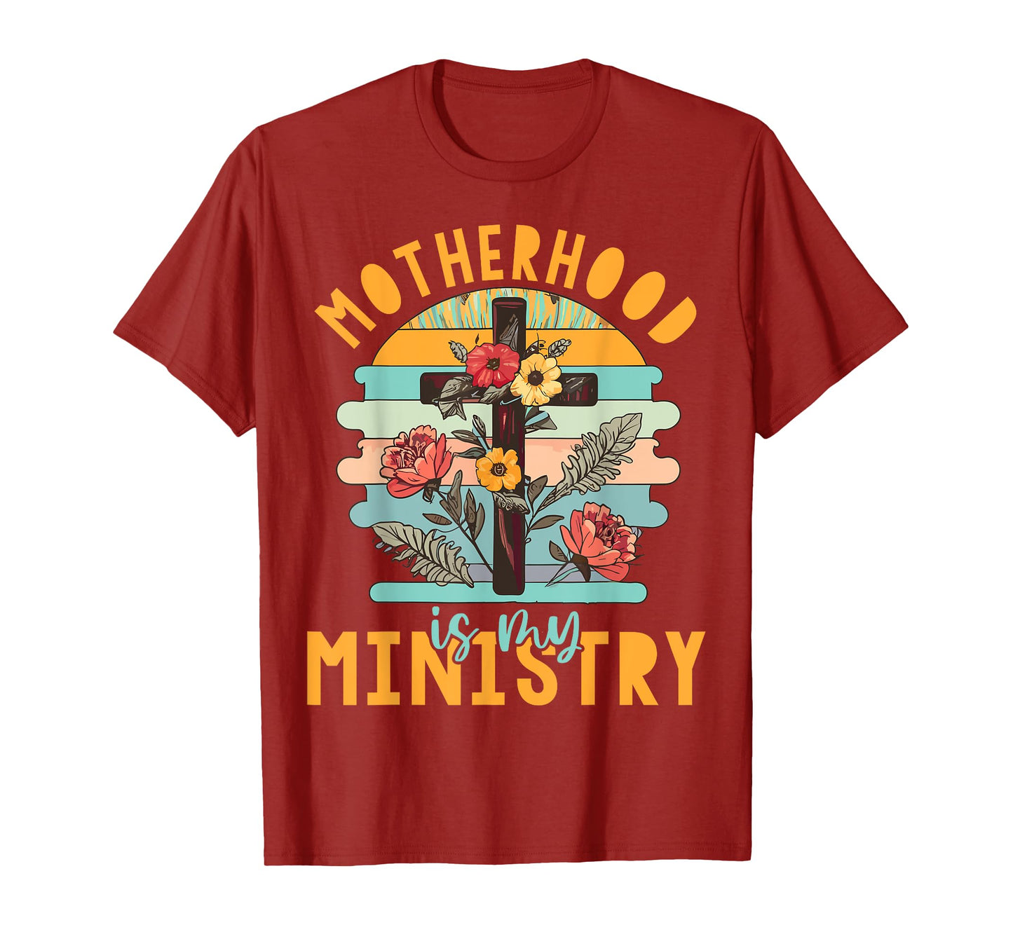 Groovy Retro Floral Motherhood Is My Ministry T-Shirt