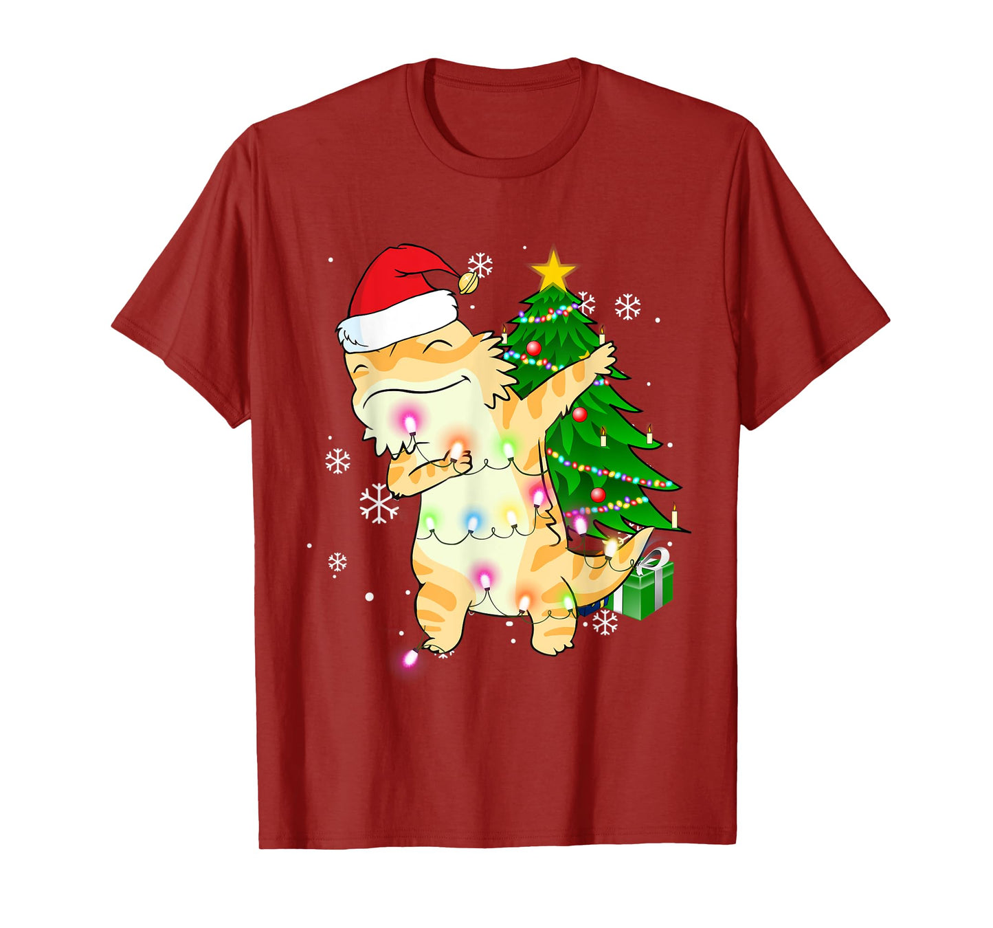 Dabbing Bearded Dragon Christmas Costume Cute Youth Kids T-Shirt
