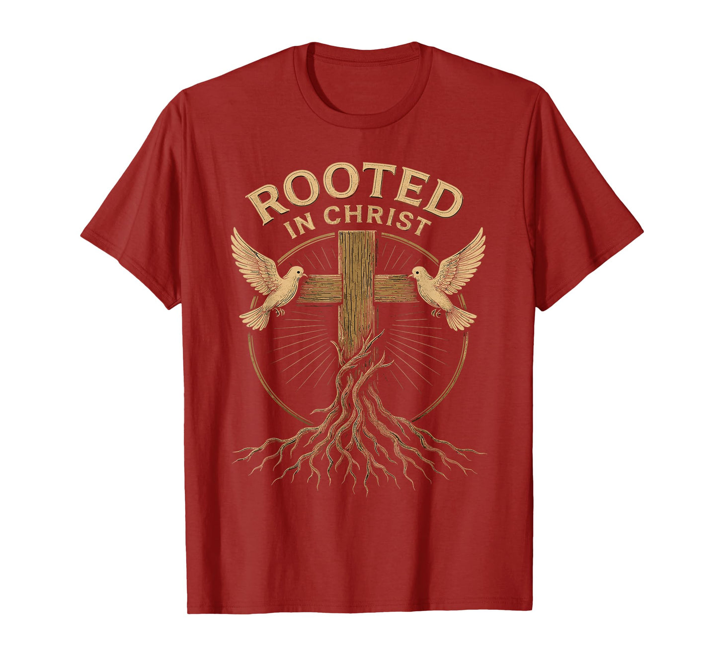 Rooted in Christ Retro Christian Cross Vintage Verse T-Shirt
