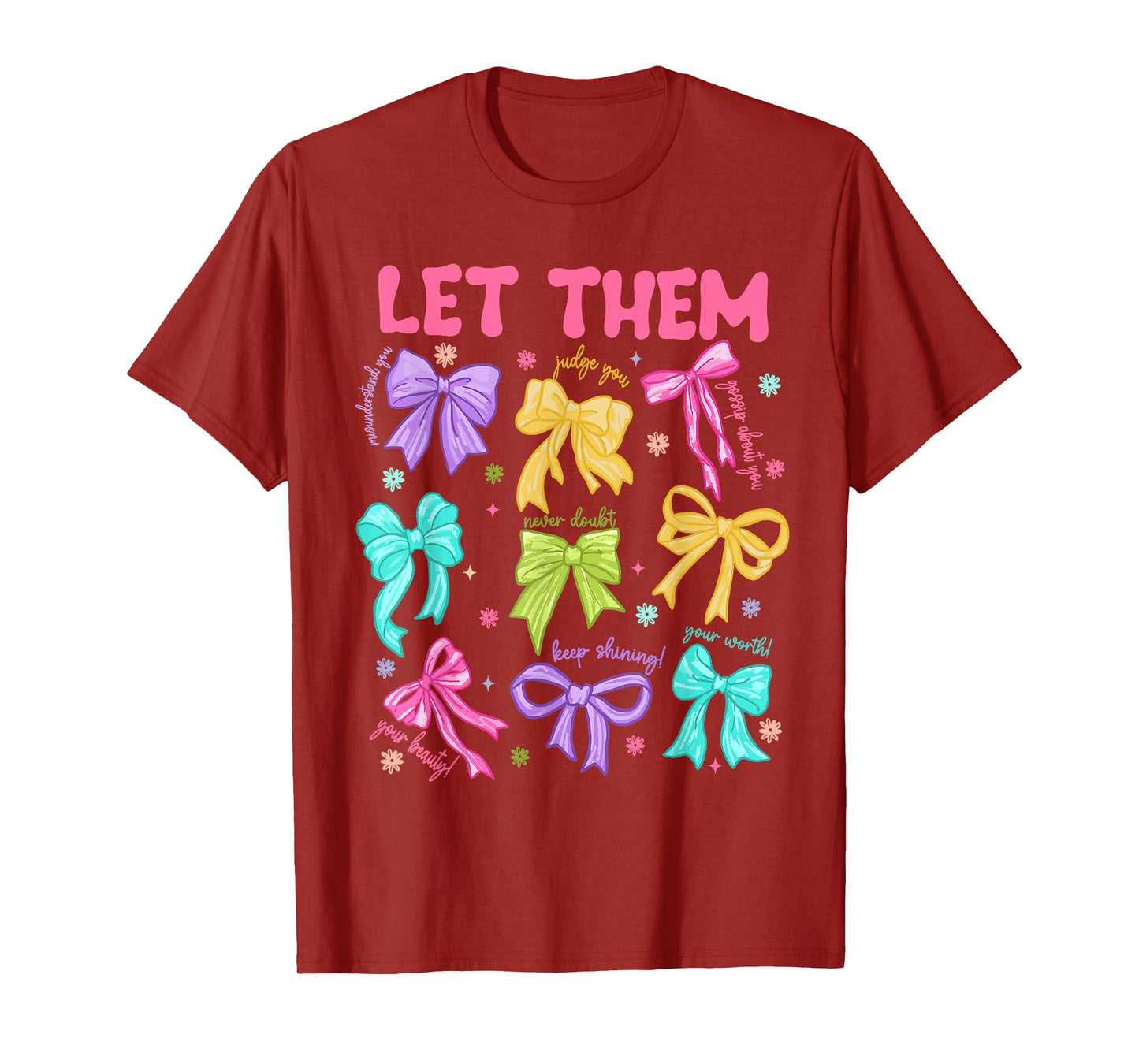 Retro Let Them Jesus Christian Colorful Coquette Bow Bible T-Shirt