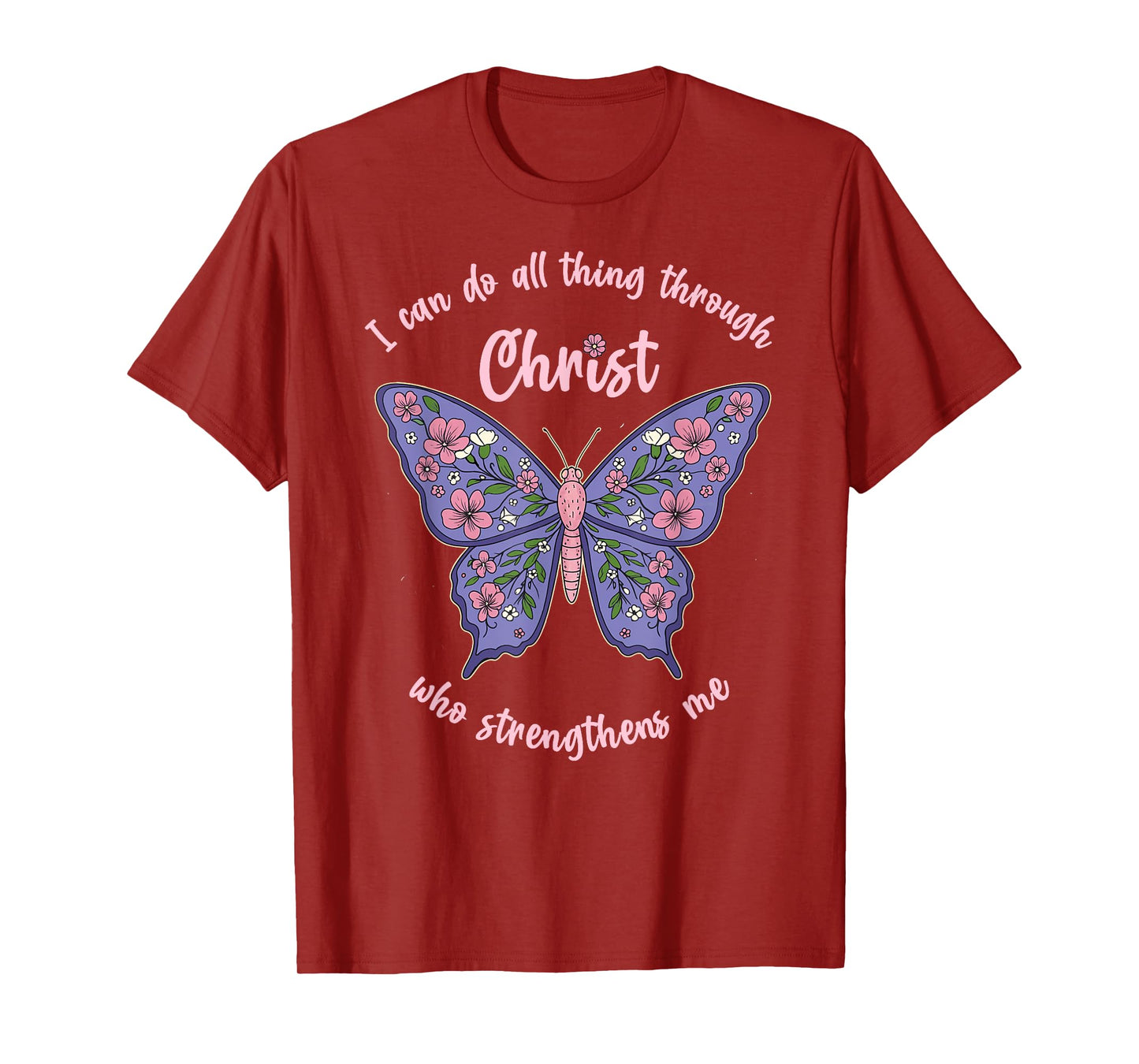 I Can Do All Things Through Christ Chinoiserie Butterfly T-Shirt