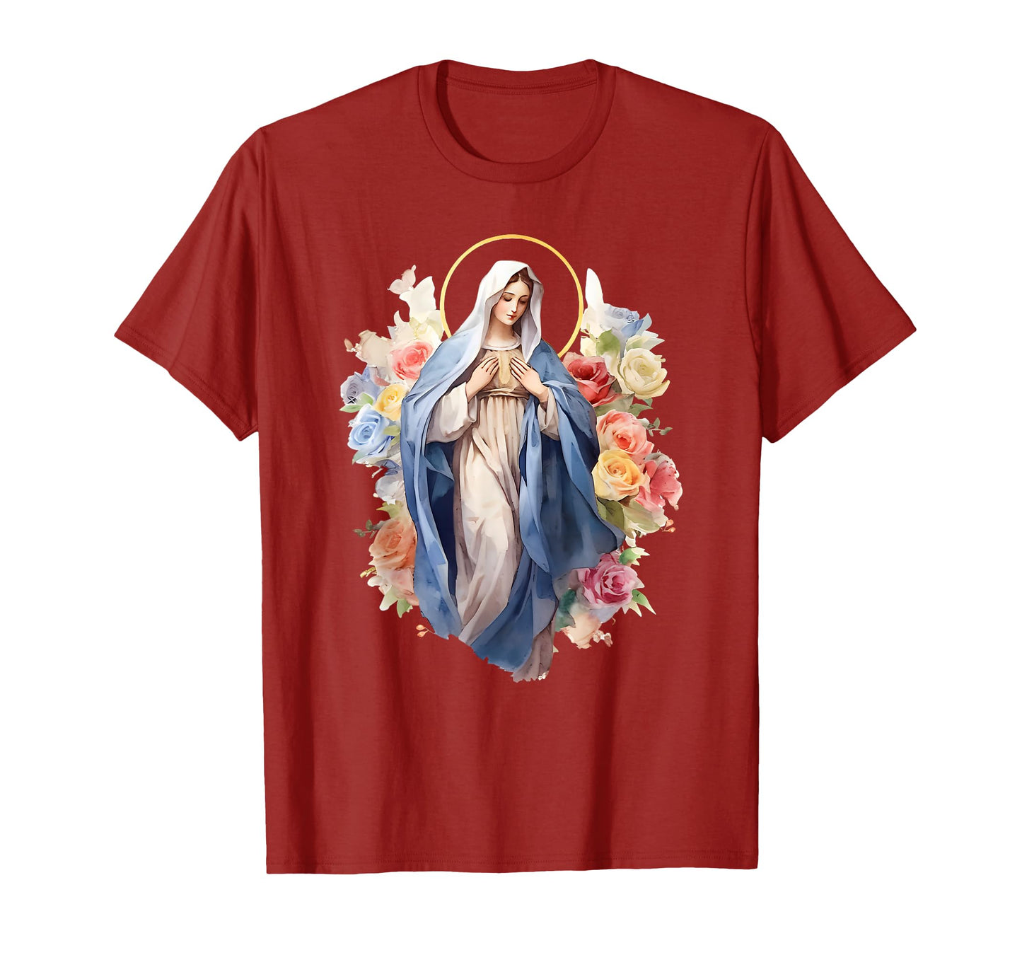 Blessed Mother Mary Mother of Jesus Roses Our Lady Catholic T-Shirt