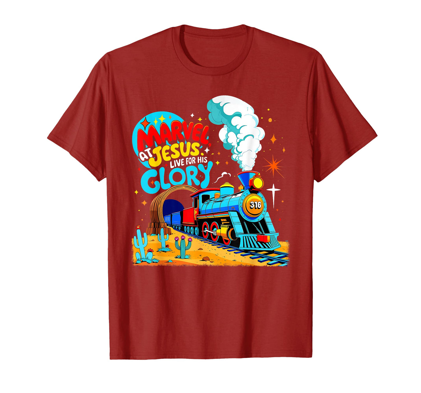 Marvel at Jesus Train Theme Christian VBS 2025 T-Shirt