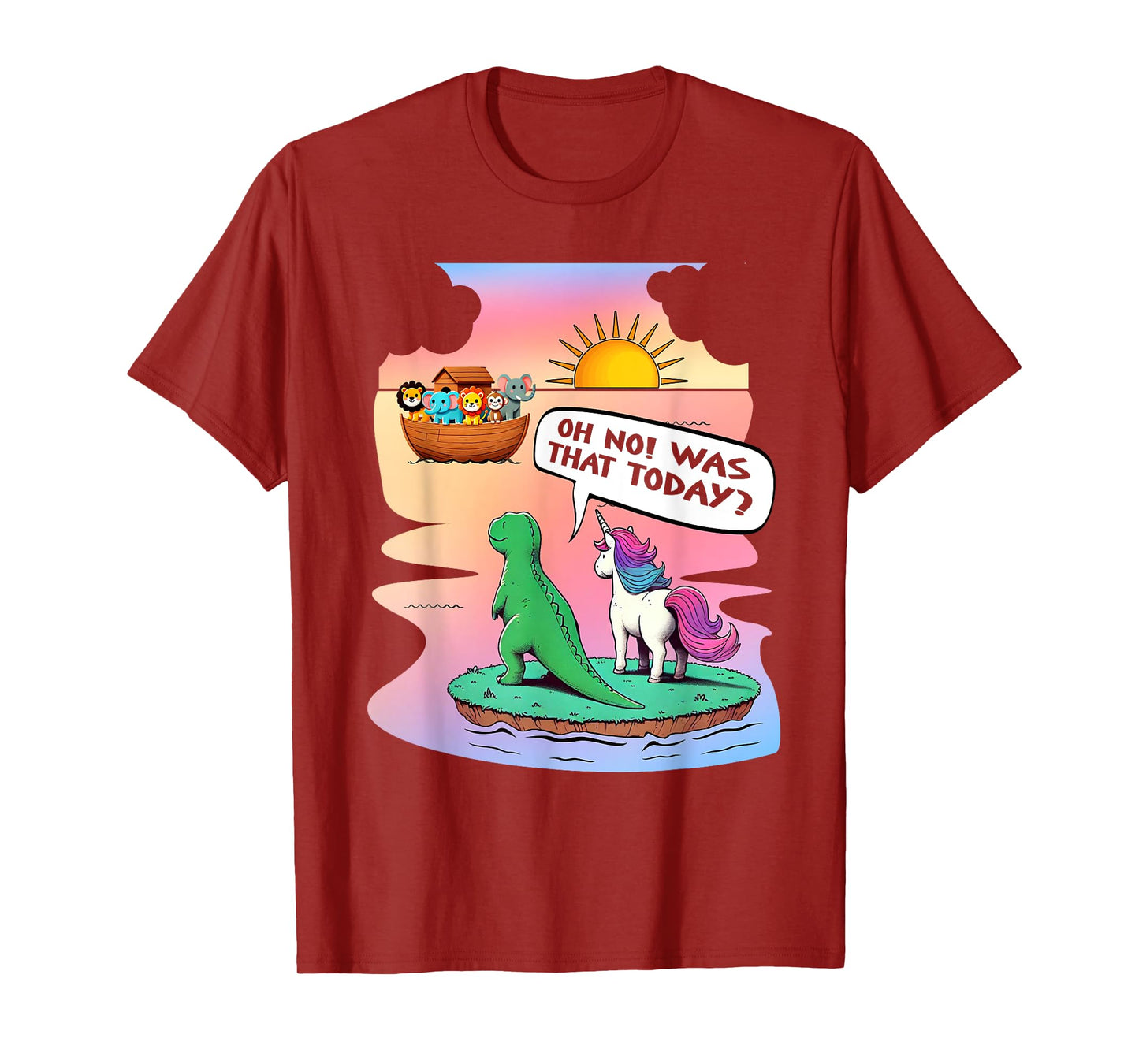 Noah Ark Unicorn Dinosaur Christian Jesus Catholics Bible T-Shirt
