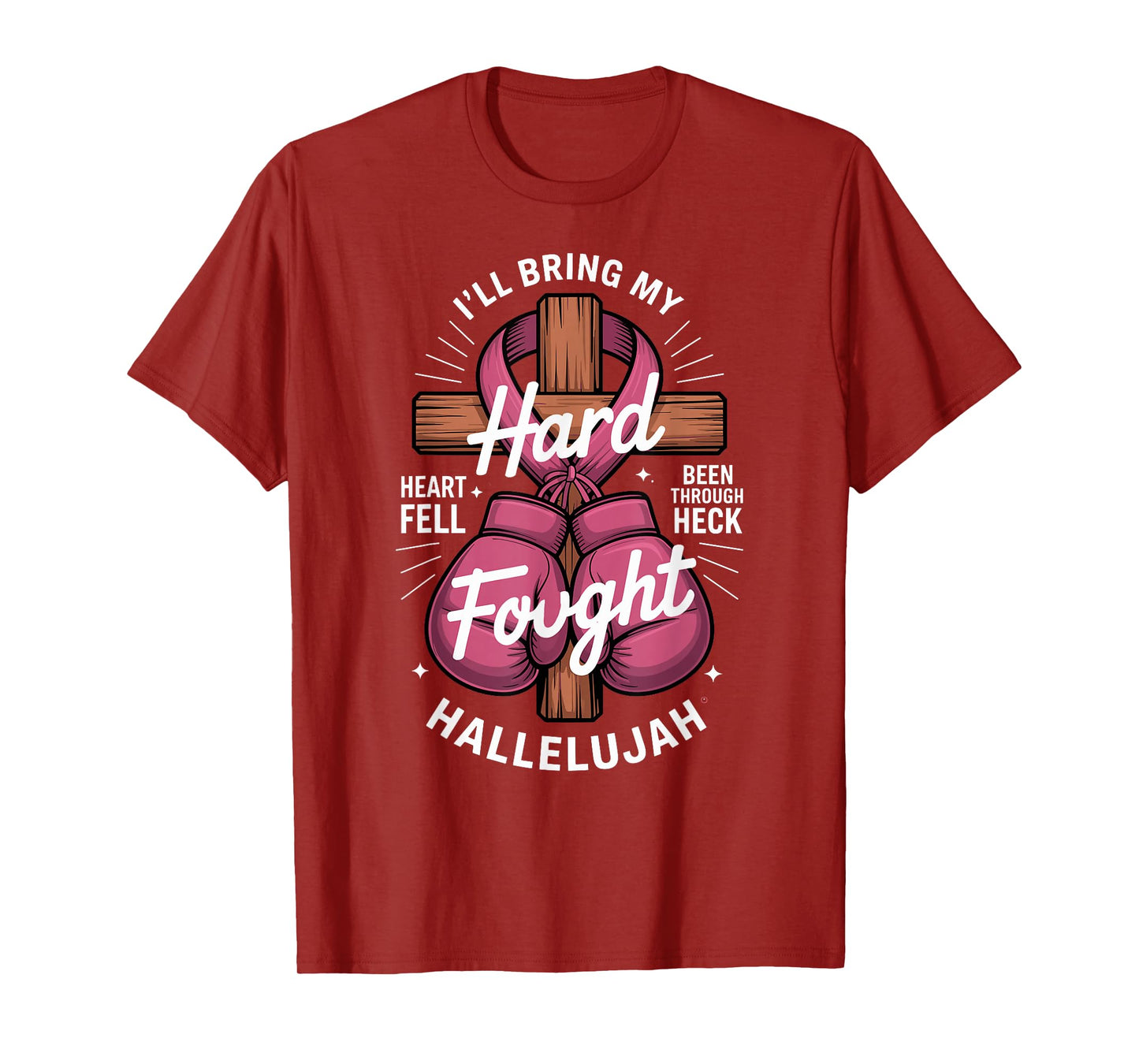 Boxing Cross Prayer Breast Cancer Awareness Christian T-Shirt