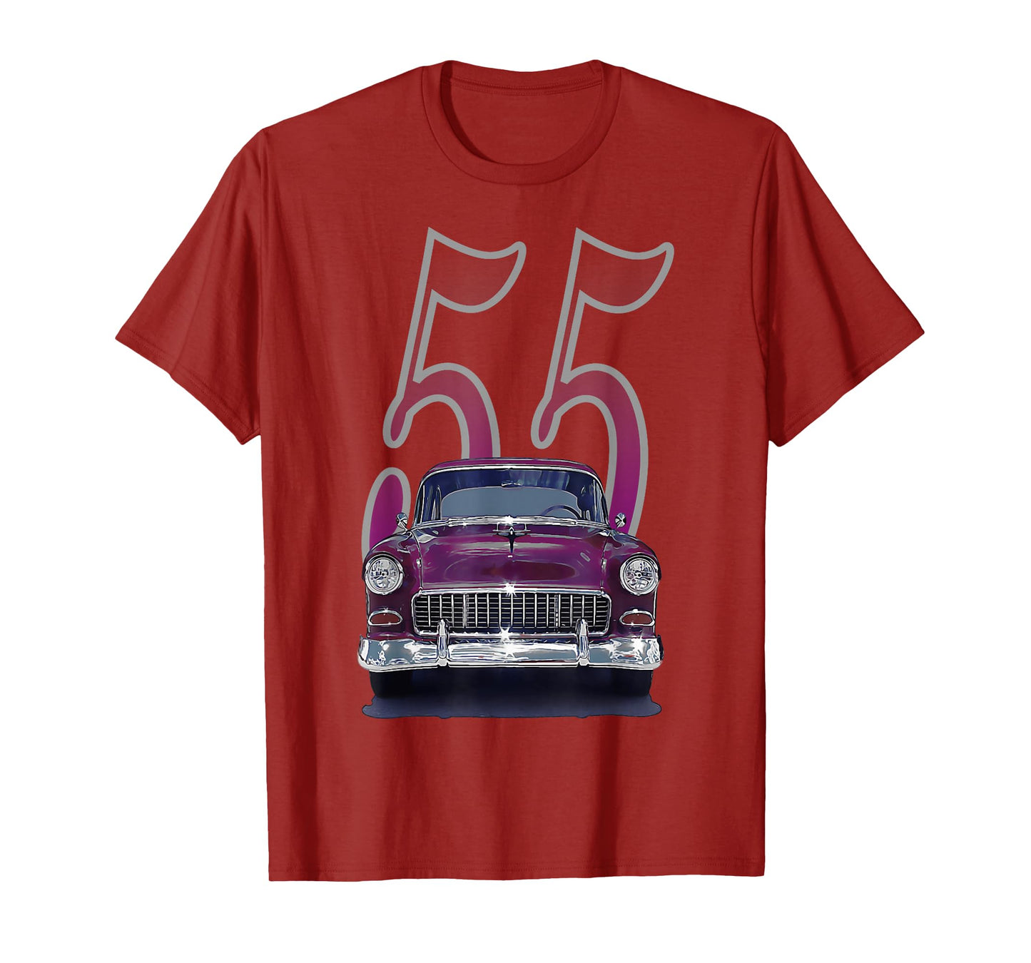 1955 55 chevys bel air classic vintage muscle car front view T-Shirt