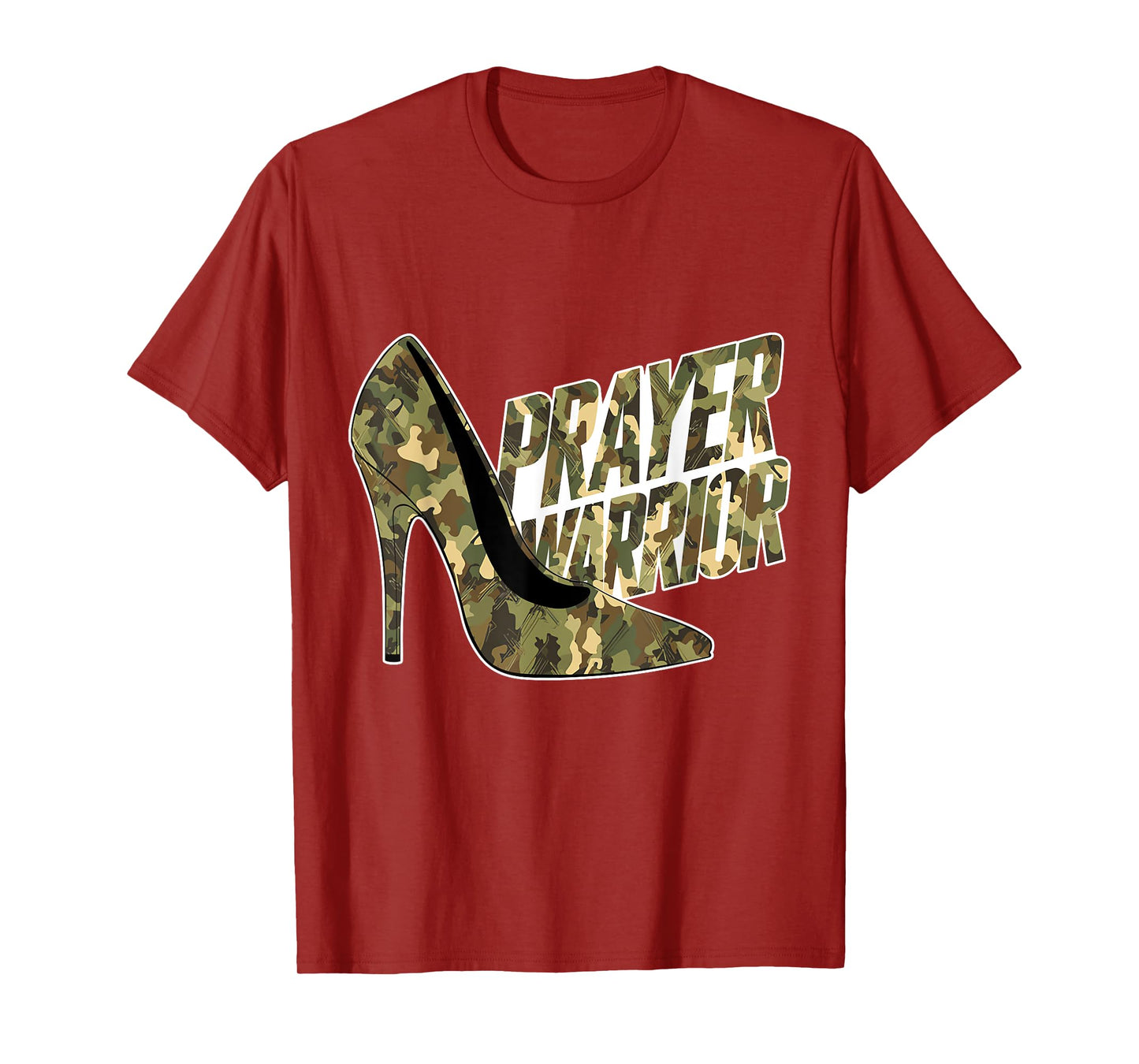 Camo Heels Prayer Warrior God Jesus Christian Faith Women T-Shirt
