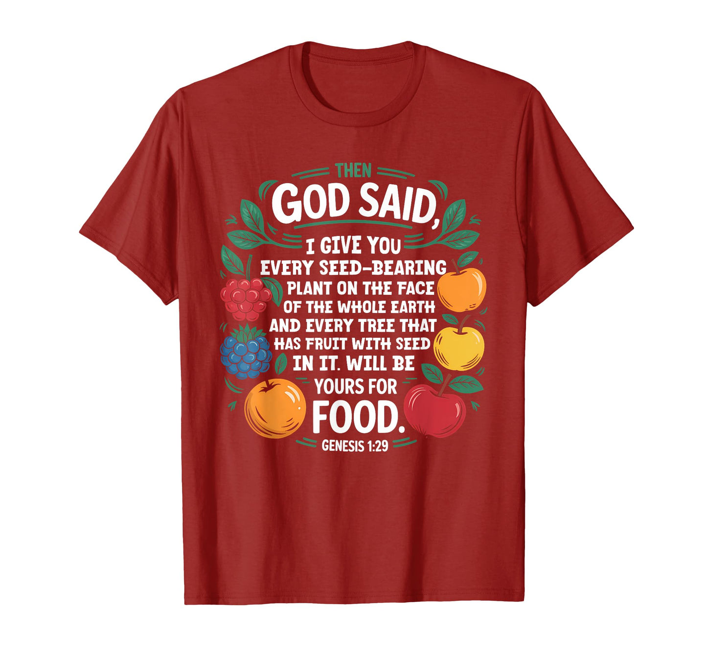 Genesis 1:29 Plant Based Diet Vegan Bible Verse T-Shirt
