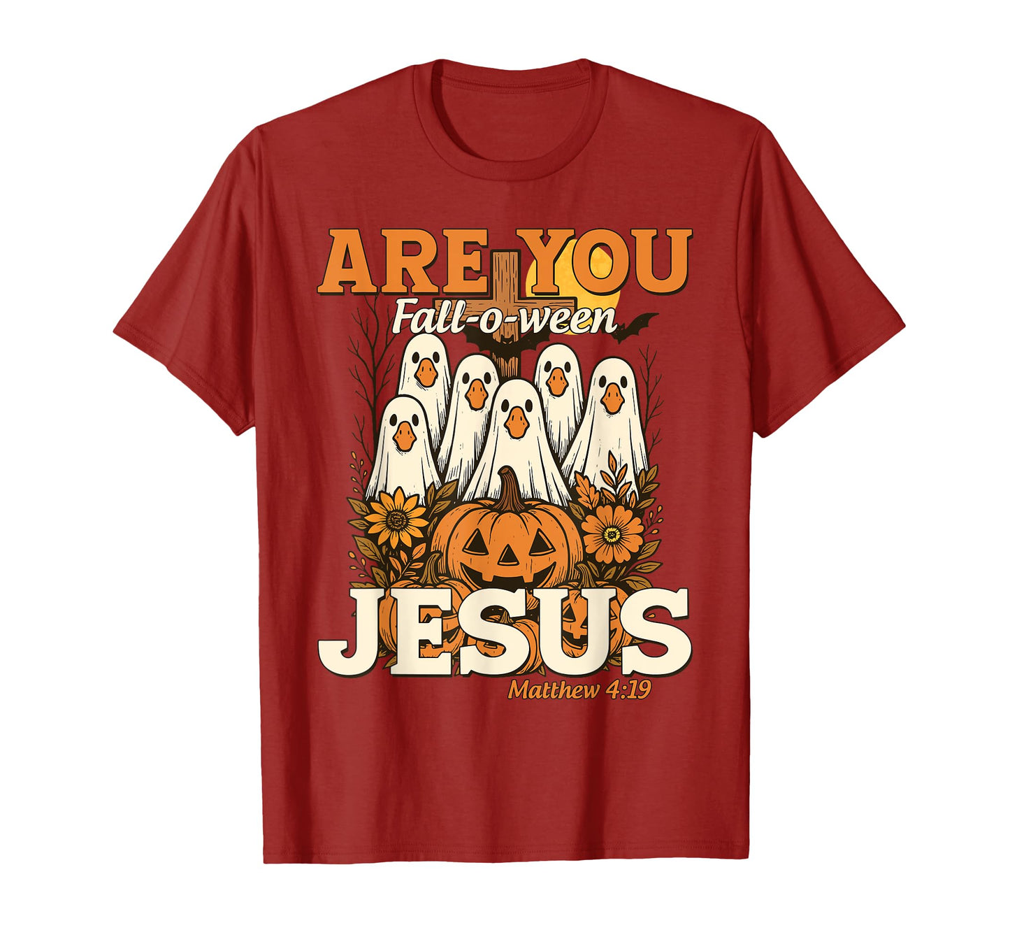are You Fall-O-Ween Jesus Christian Halloween Pumpkins Goose T-Shirt