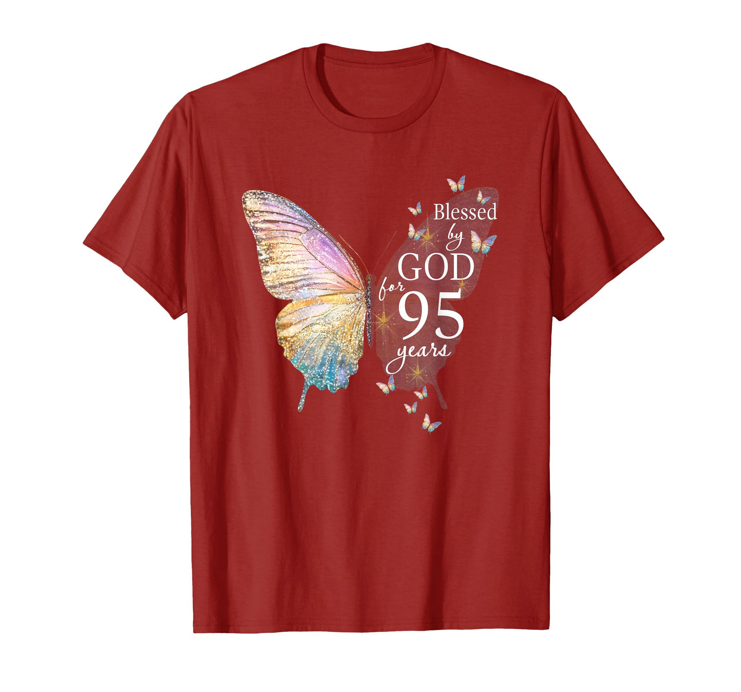 Blessed By God For 95 Years Old Butterfly Art 95th Birthday T-Shirt