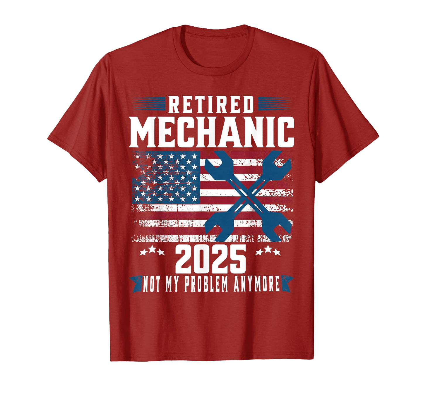 Retirement 2025 Mechanic Auto Repairman American Flag Funny T-Shirt